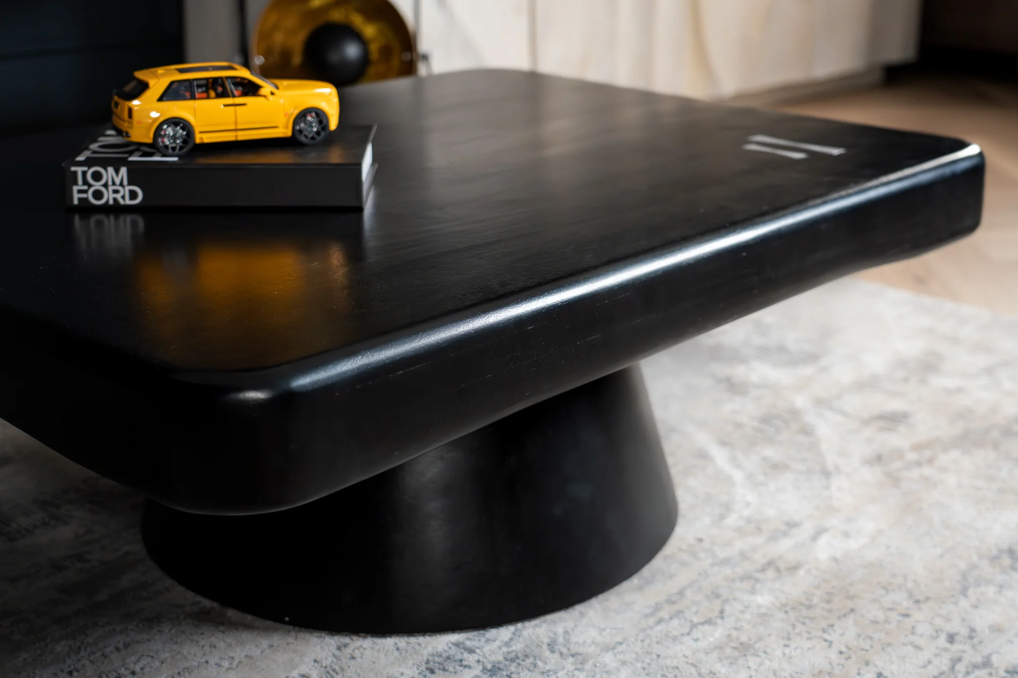 Solid Mango Wood Coffee Table Black with Metal Butterfly Inserts 110 cm – Amazon - Image 4