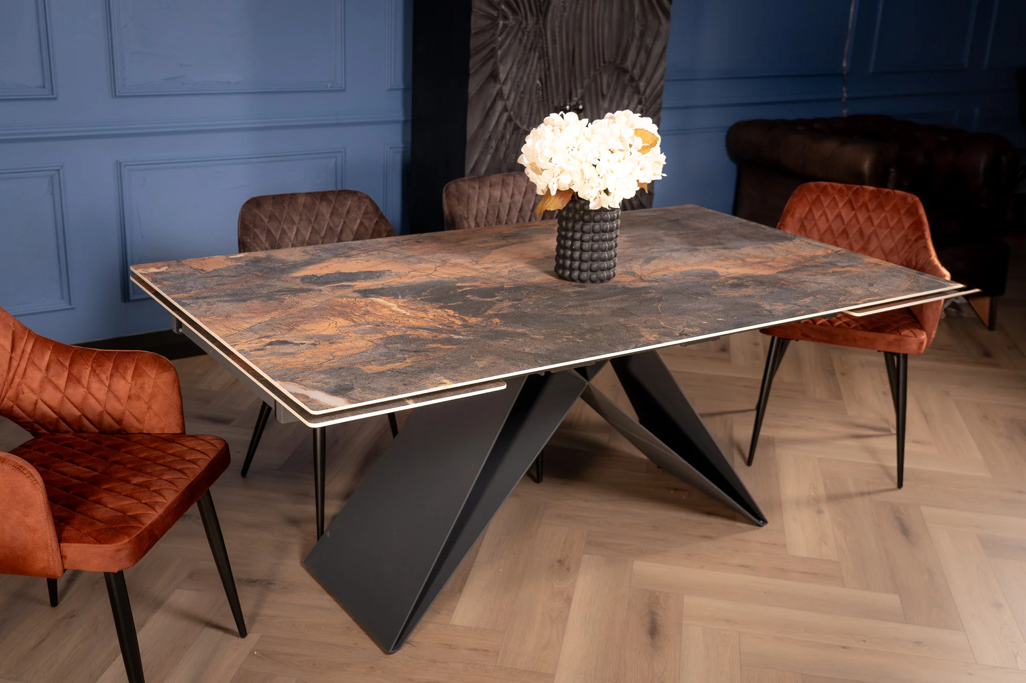 Extendable Sintered Stone Dining Table 180-260cm – Apollo Volcanic Marble - Image 11