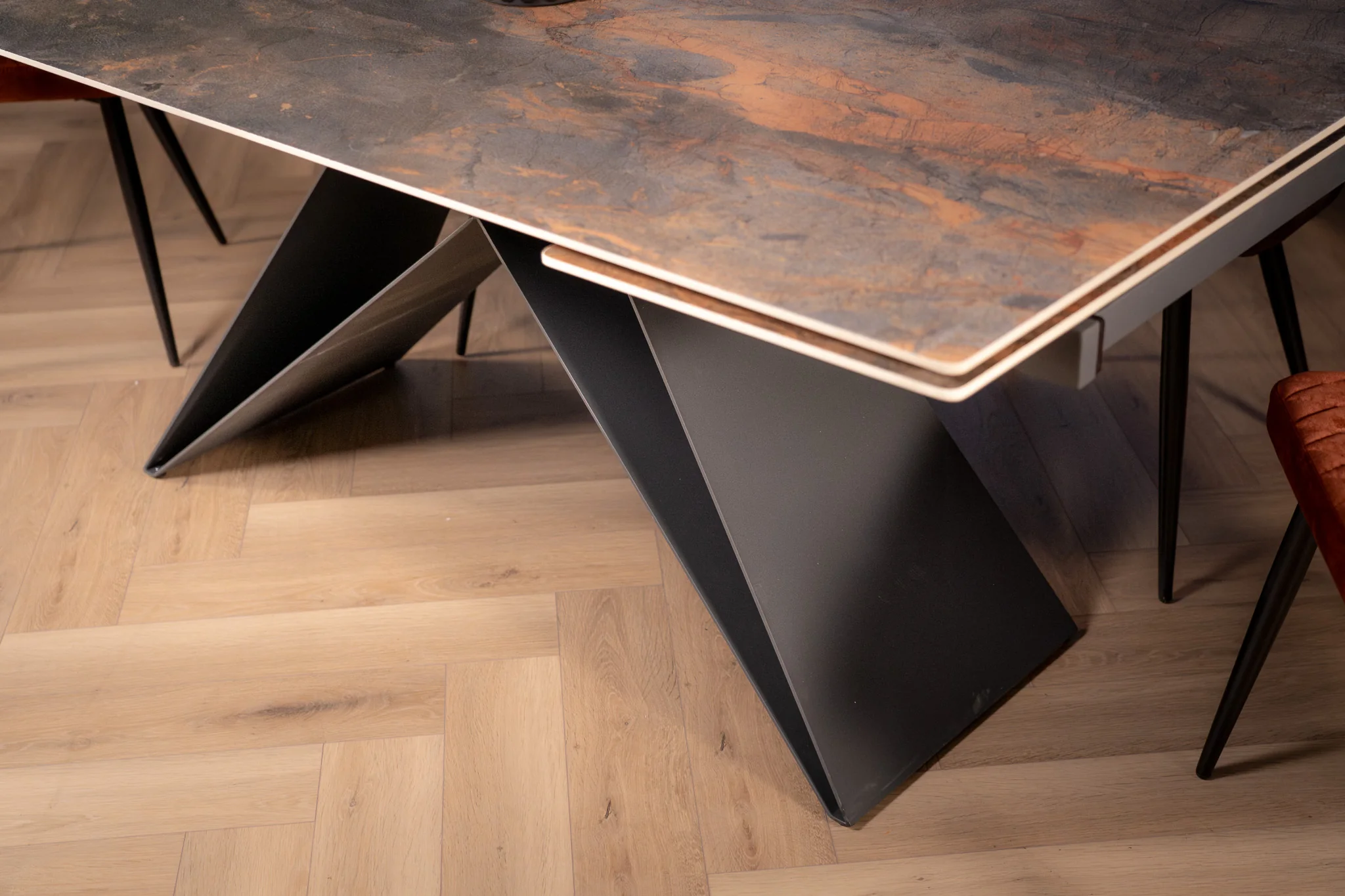 Extendable Sintered Stone Dining Table 180-260cm – Apollo Volcanic Marble - Image 9