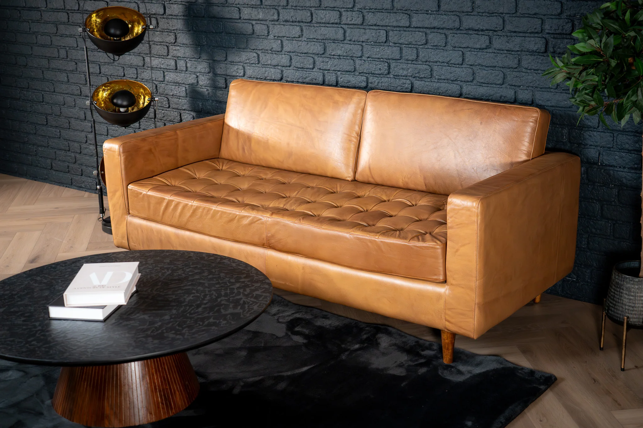 Genuine Leather 3 Seater Sofa 185 cm – California Light Brown - Image 3