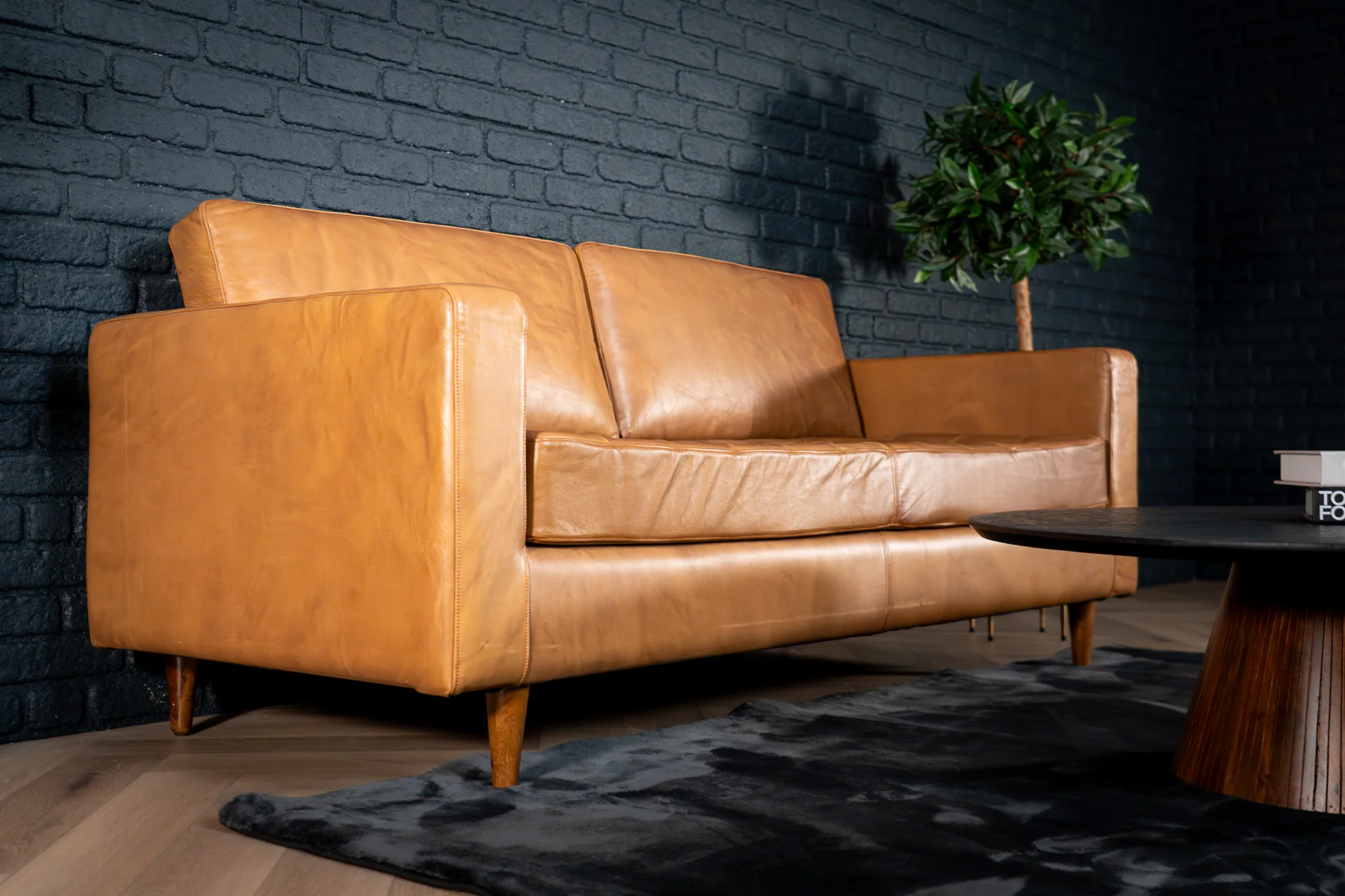 Genuine Leather 3 Seater Sofa 185 cm – California Light Brown - Image 4