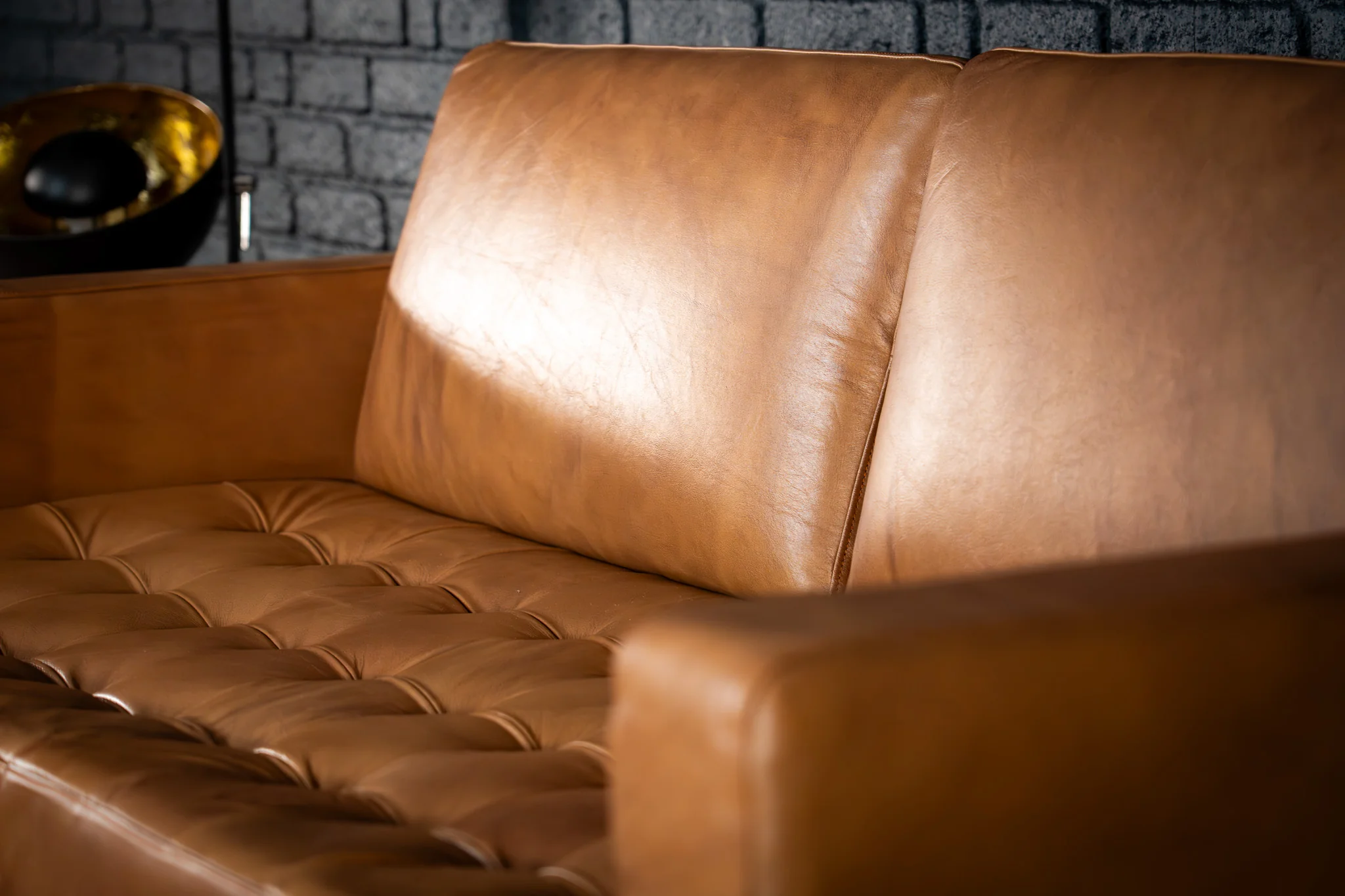 Genuine Leather 3 Seater Sofa 185 cm – California Light Brown - Image 9