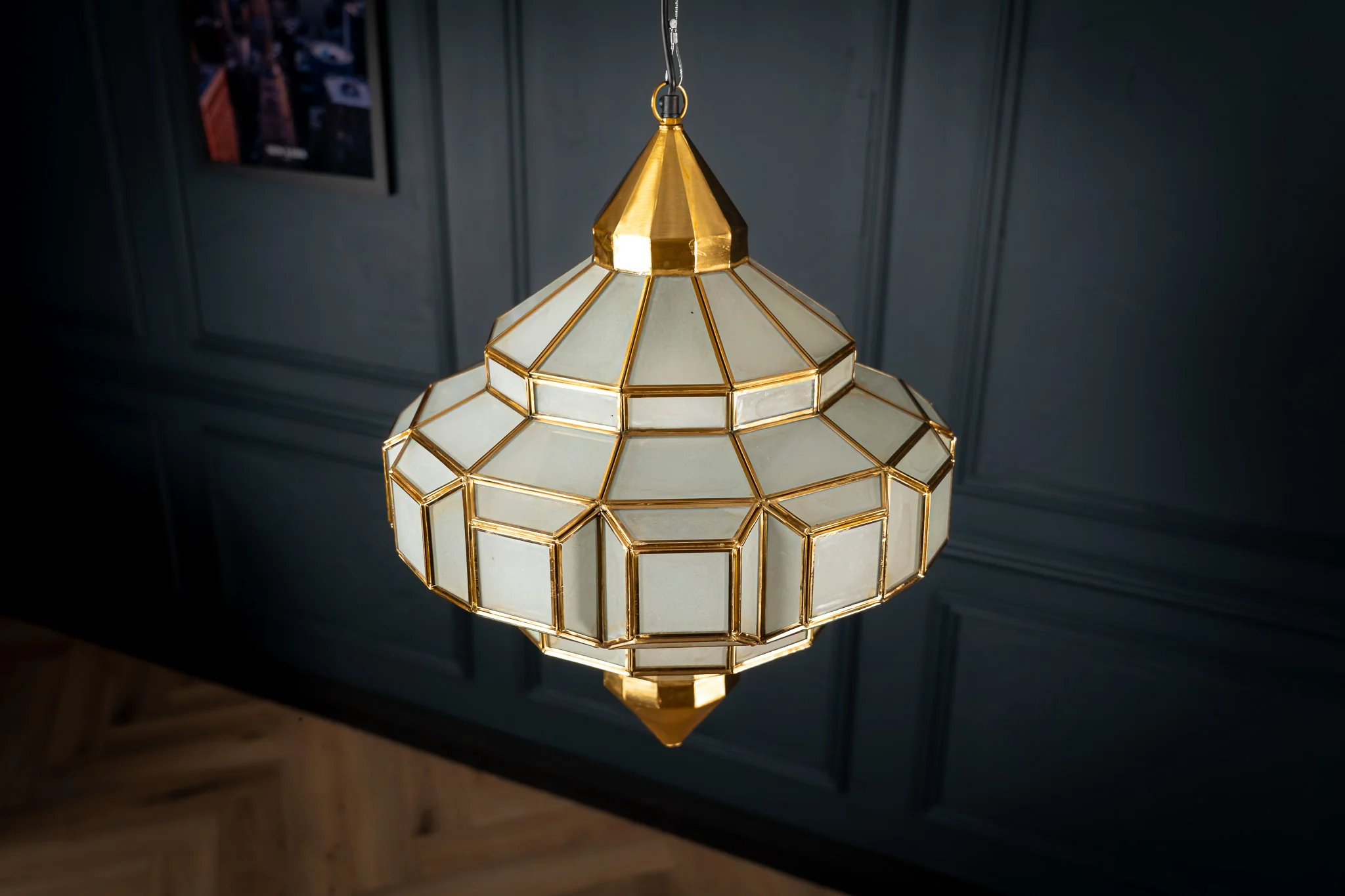 Embossed Lantern Ceiling Light 60 cm in Gold – Celeste - Image 8