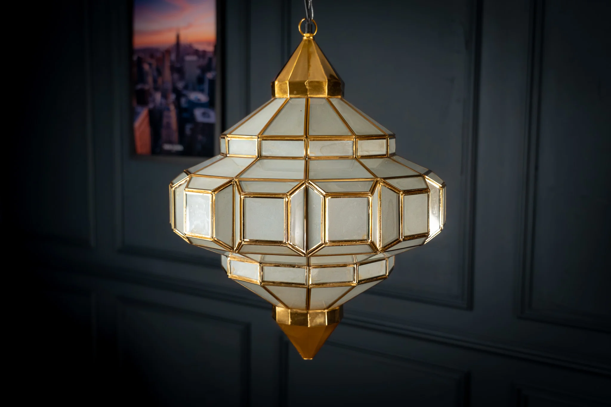 Embossed Lantern Ceiling Light 60 cm in Gold – Celeste - Image 9