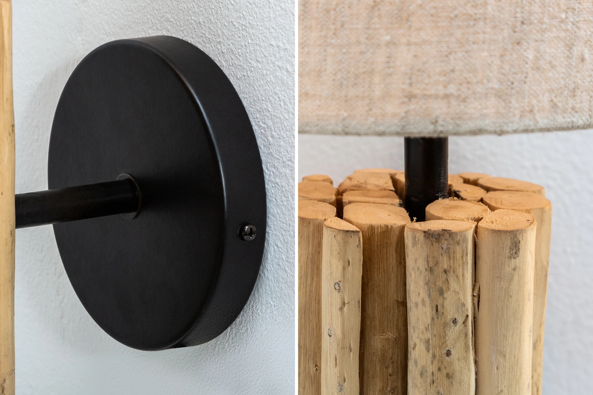 Driftwood Wall Lamp 50 cm with Linen Shade – Euphoria II - Image 4