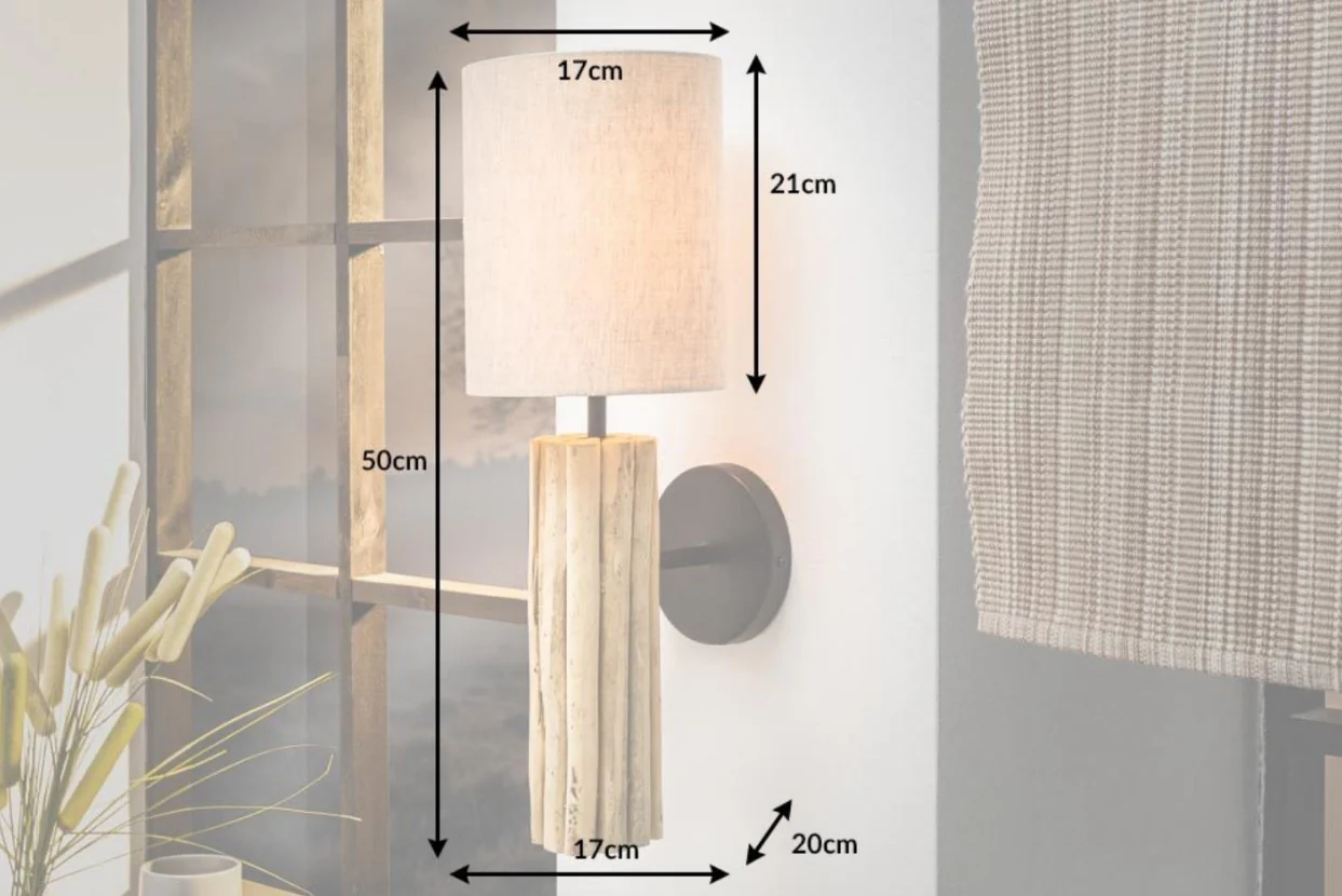 Driftwood Wall Lamp 50 cm with Linen Shade – Euphoria II - Image 5