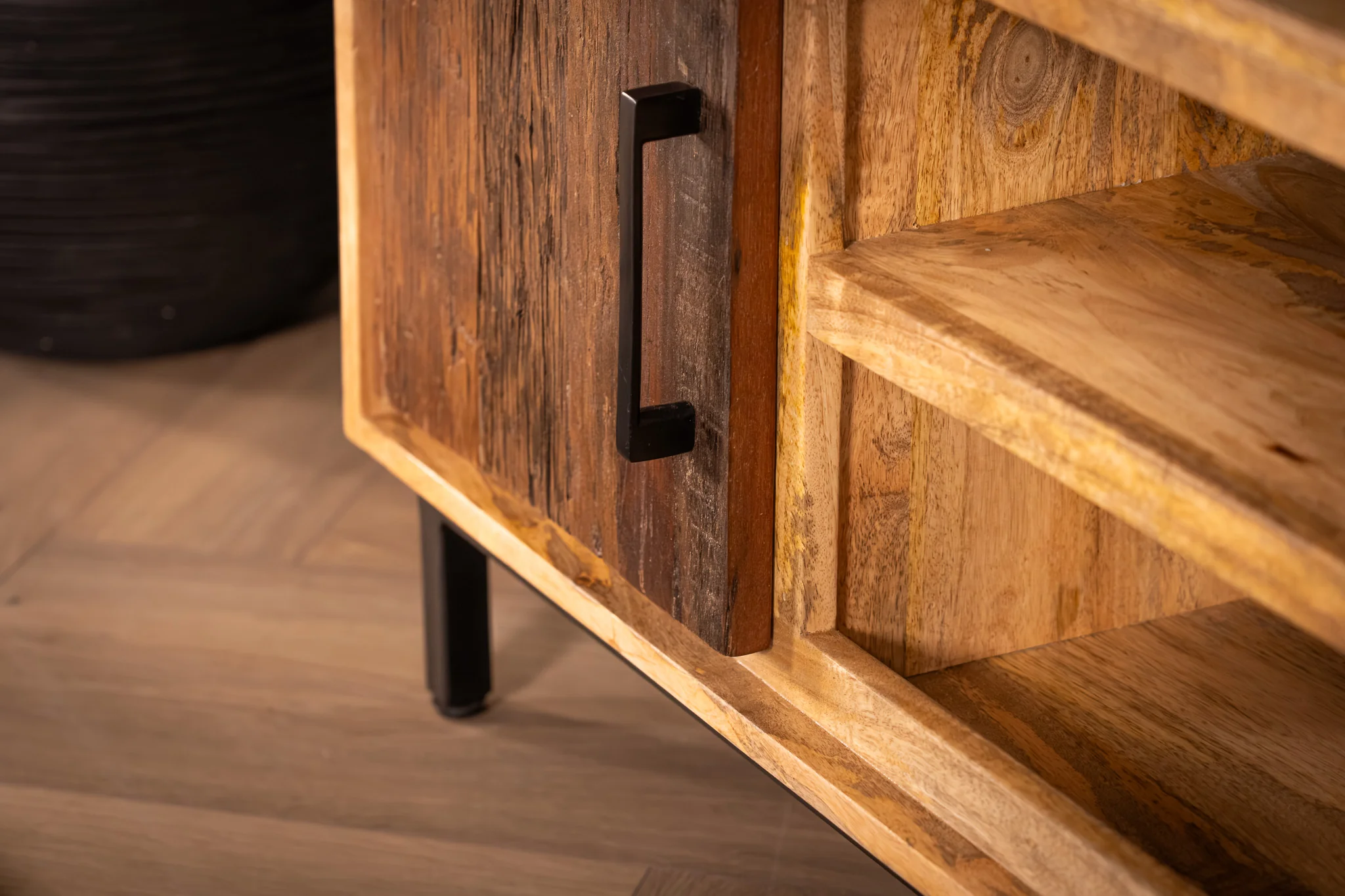 Solid Mango Wood TV unit Recycled Wood Front 145 cm – Factory Industrial - Image 5