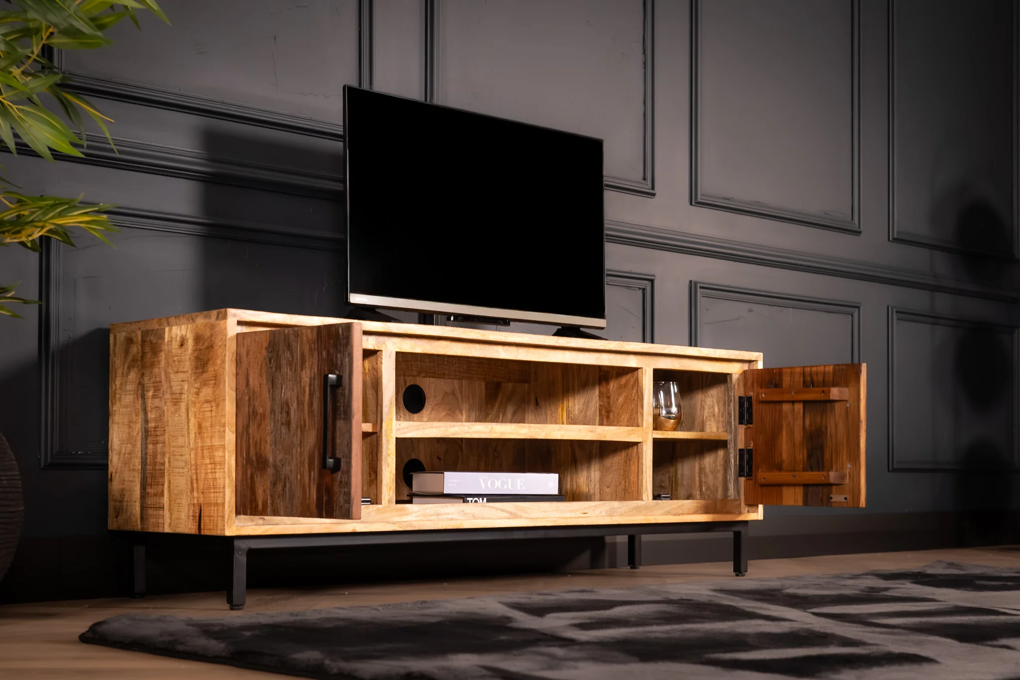 Solid Mango Wood TV unit Recycled Wood Front 145 cm – Factory Industrial - Image 6
