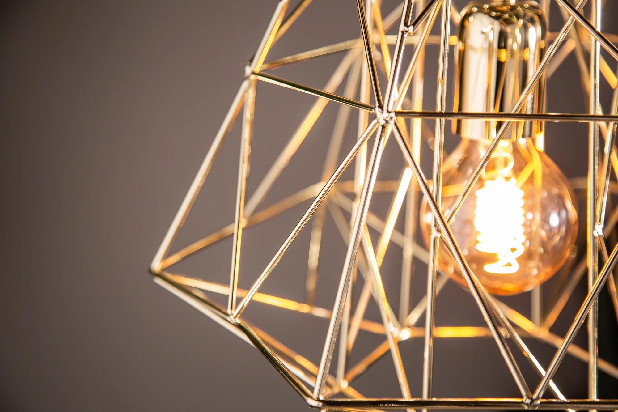 Industrial Cage Pendant Light 36 cm in Gold – Filigree - Image 3