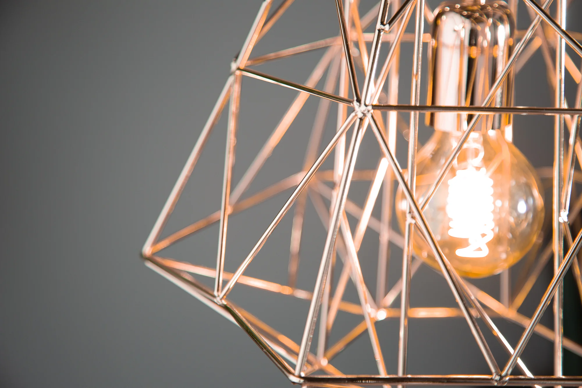 Industrial Cage Pendant Light 36 cm in Rose Gold – Filigree - Image 3
