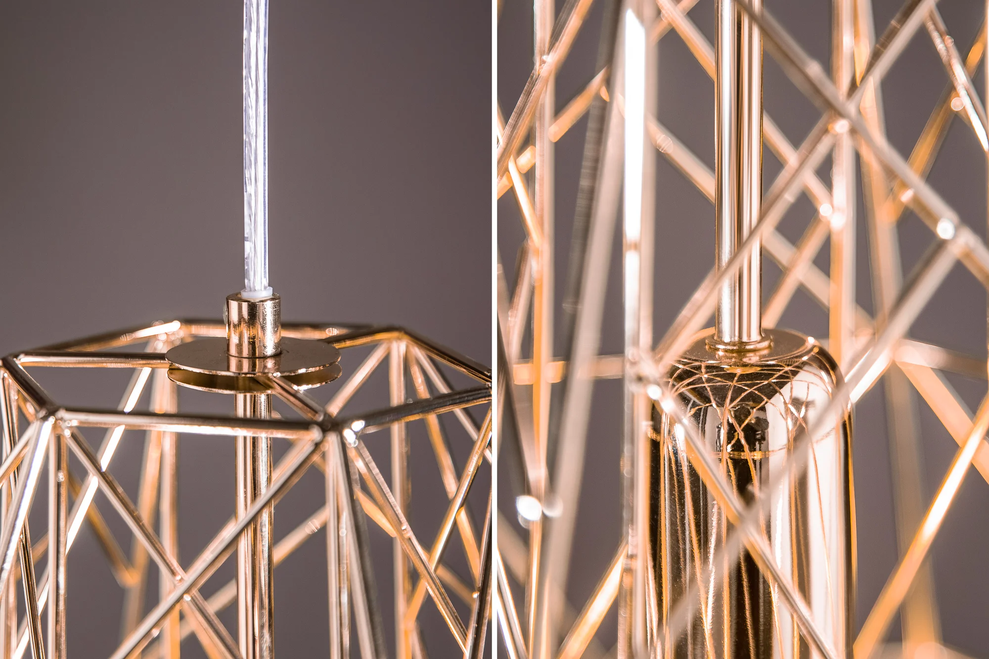 Industrial Cage Pendant Light 36 cm in Rose Gold – Filigree - Image 4