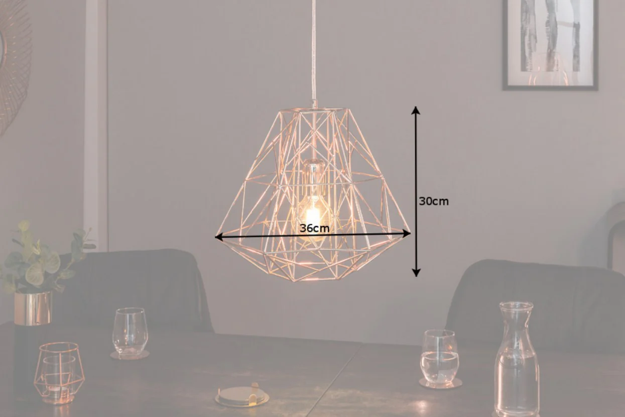 Industrial Cage Pendant Light 36 cm in Rose Gold – Filigree - Image 5
