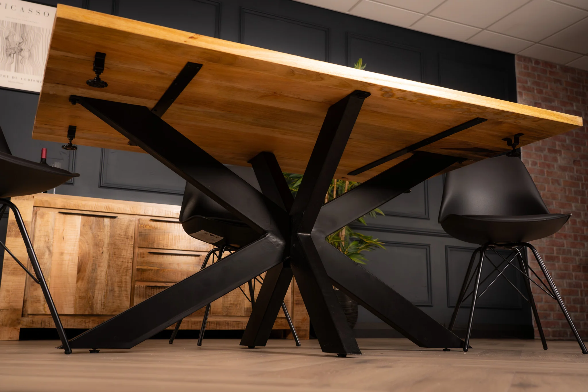 Solid Mango Wood Extendable Dining Table 160-240cm – Galaxie Spider Frame - Image 9