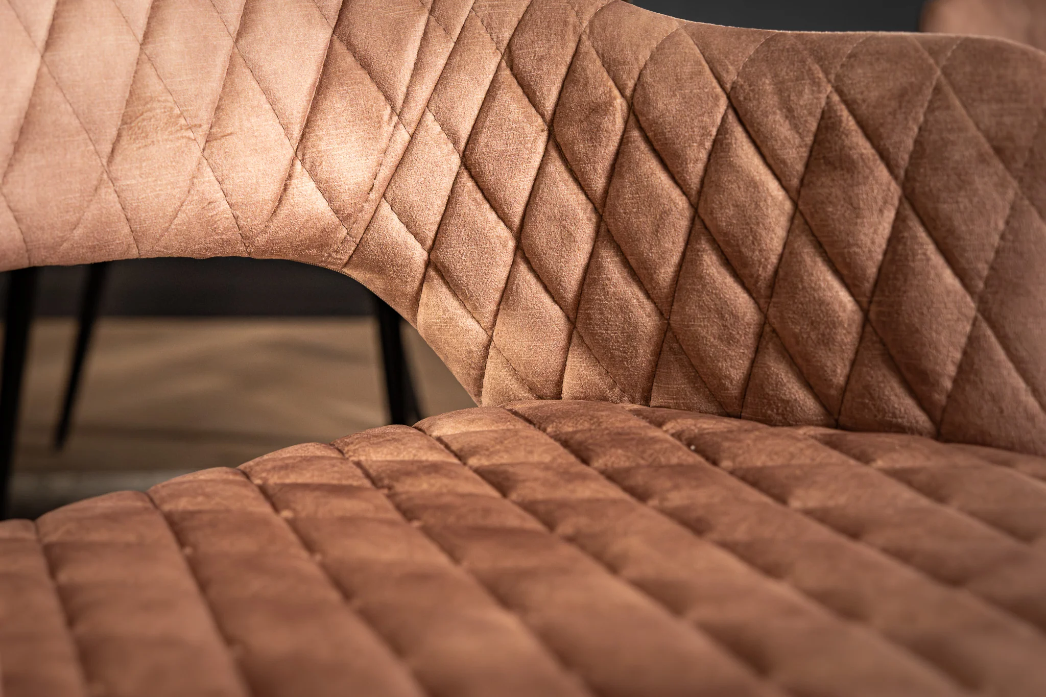 Velvet Dining Chair Champagne with Black Legs – Glamour - Image 7