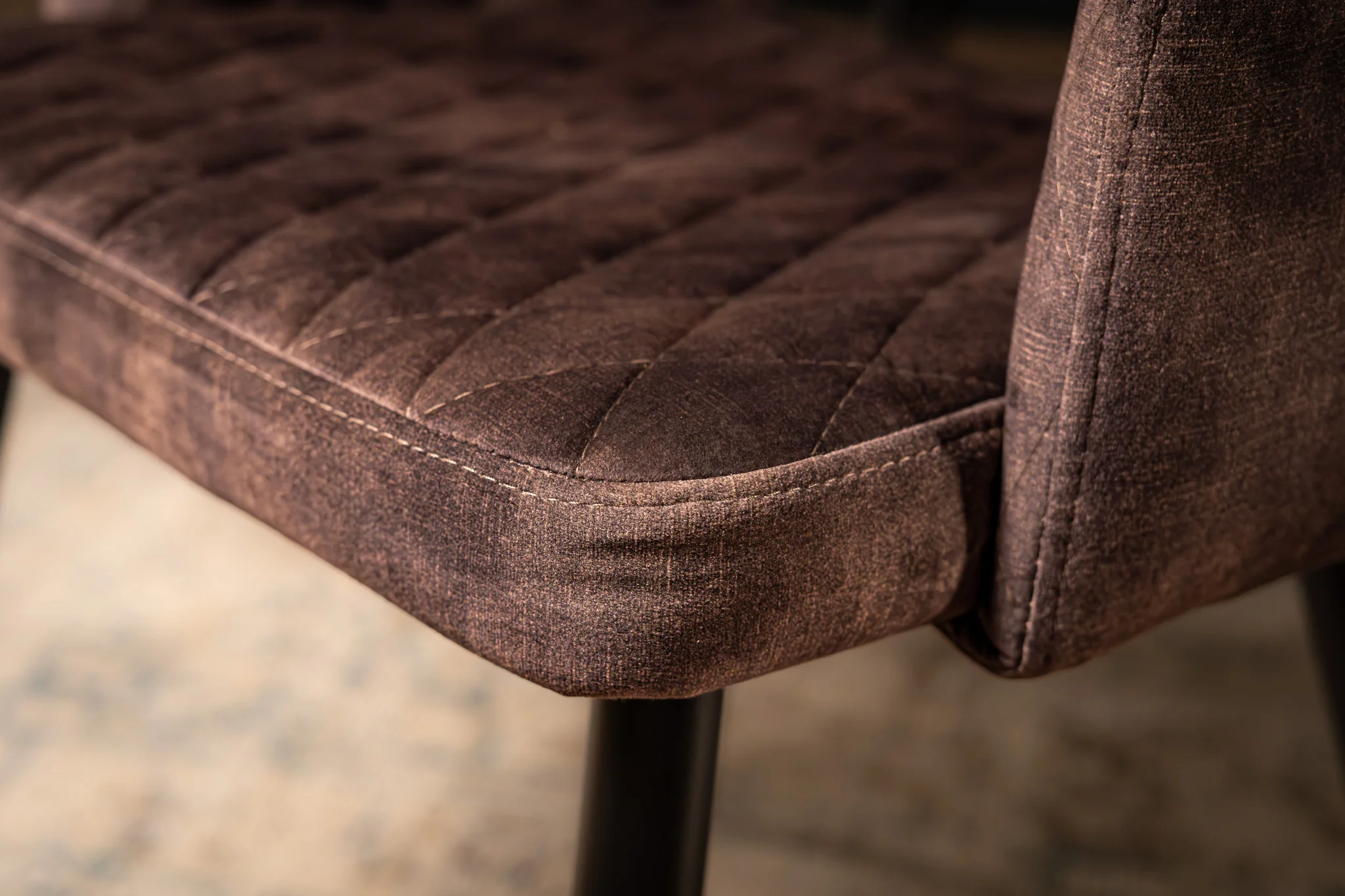 Velvet Dining Chair Grey Brown with Black Legs – Glamour - Image 4