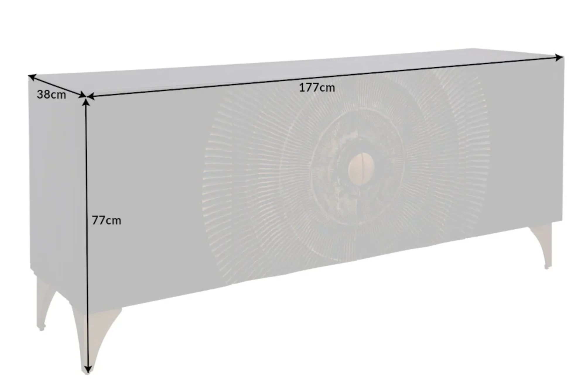 Solid Mango Wood Sideboard Black 177 cm – Sunset - Image 12