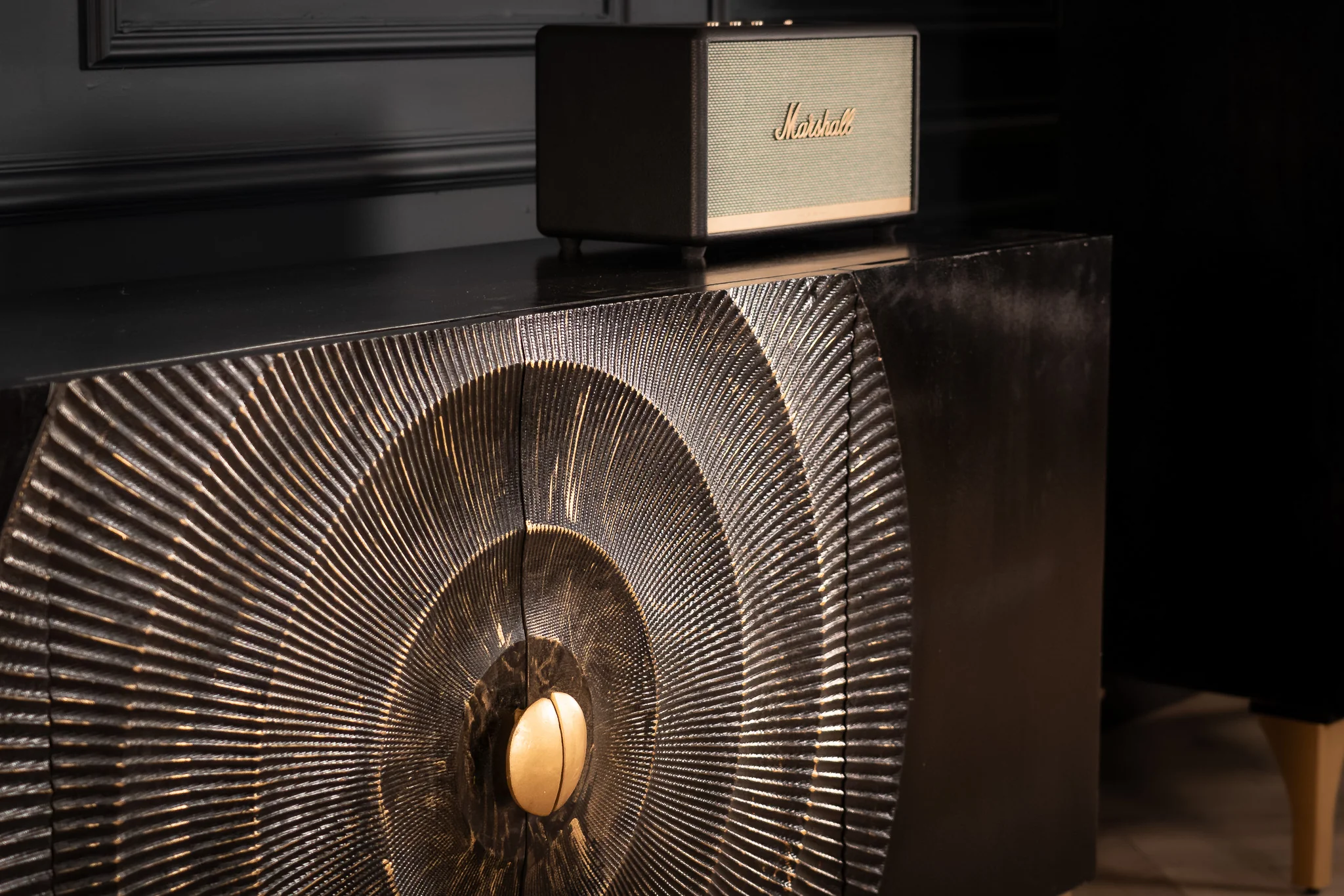 Solid Mango Wood Sideboard Black 177 cm – Sunset - Image 4