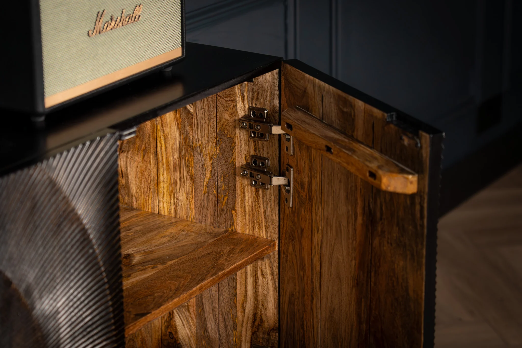 Solid Mango Wood Sideboard Black 177 cm – Sunset - Image 9