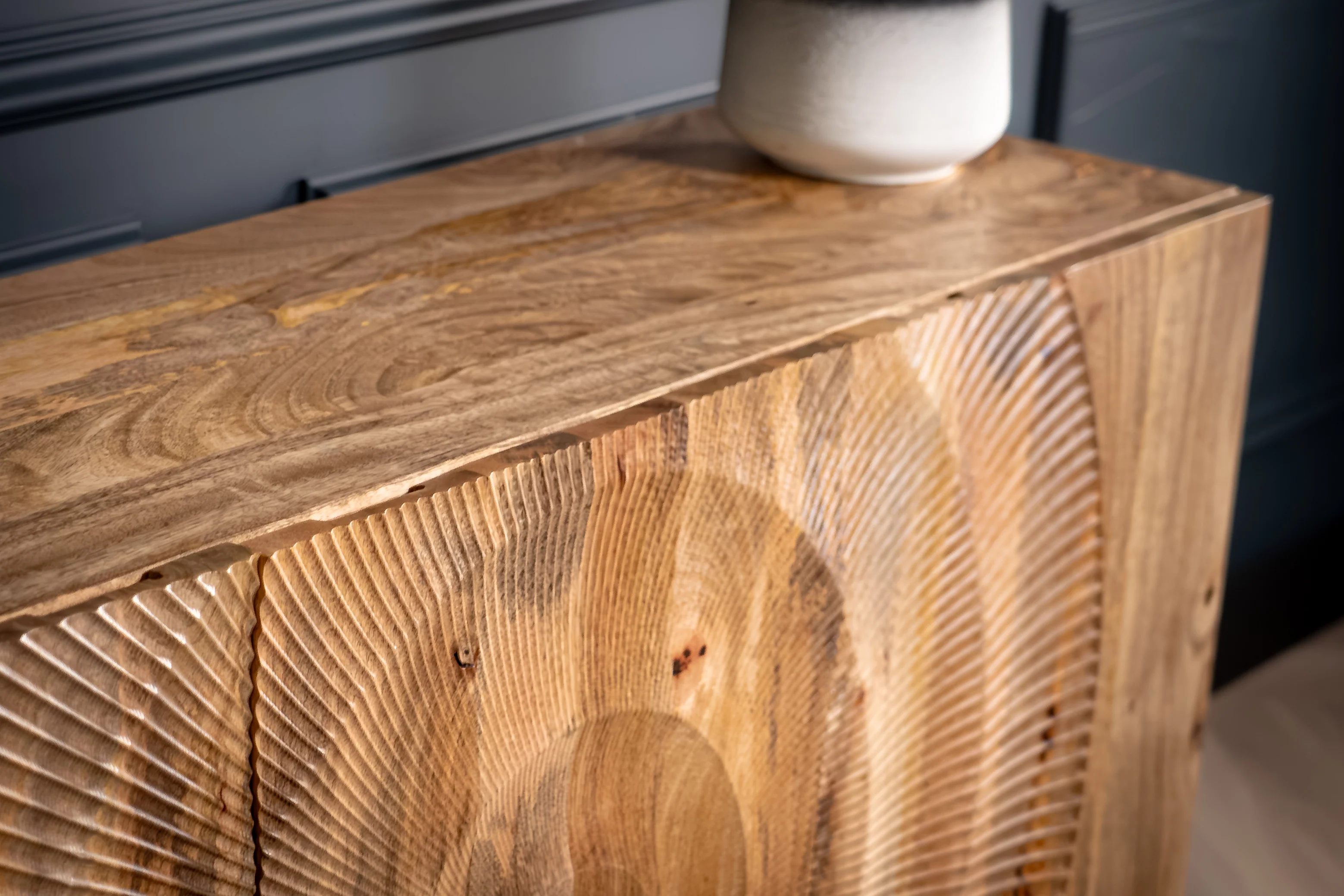 Solid Mango Wood Sideboard Natural Brown 140 cm – Sunset - Image 6