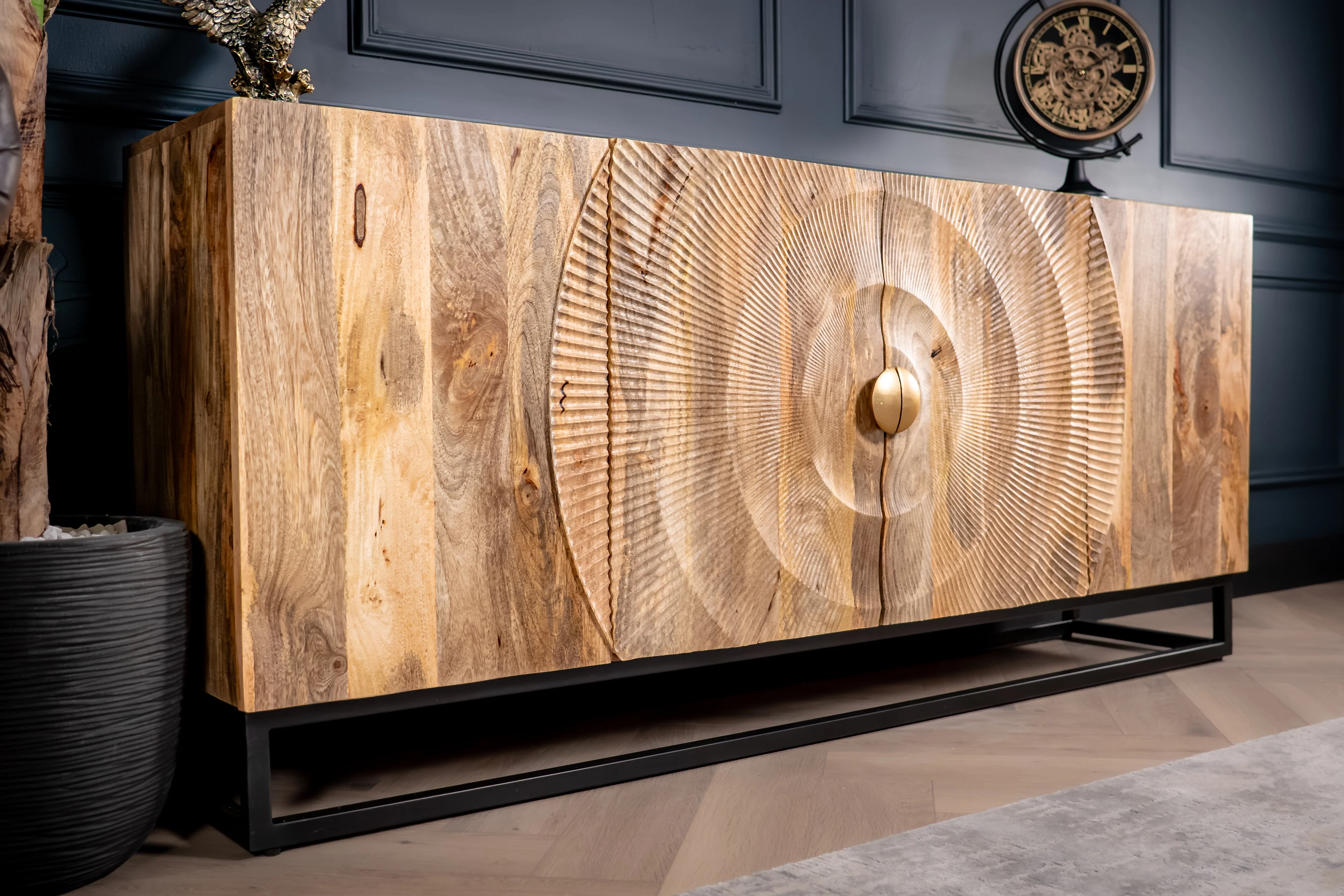 Solid Mango Wood Sideboard Natural Brown 177 cm – Sunset - Image 3