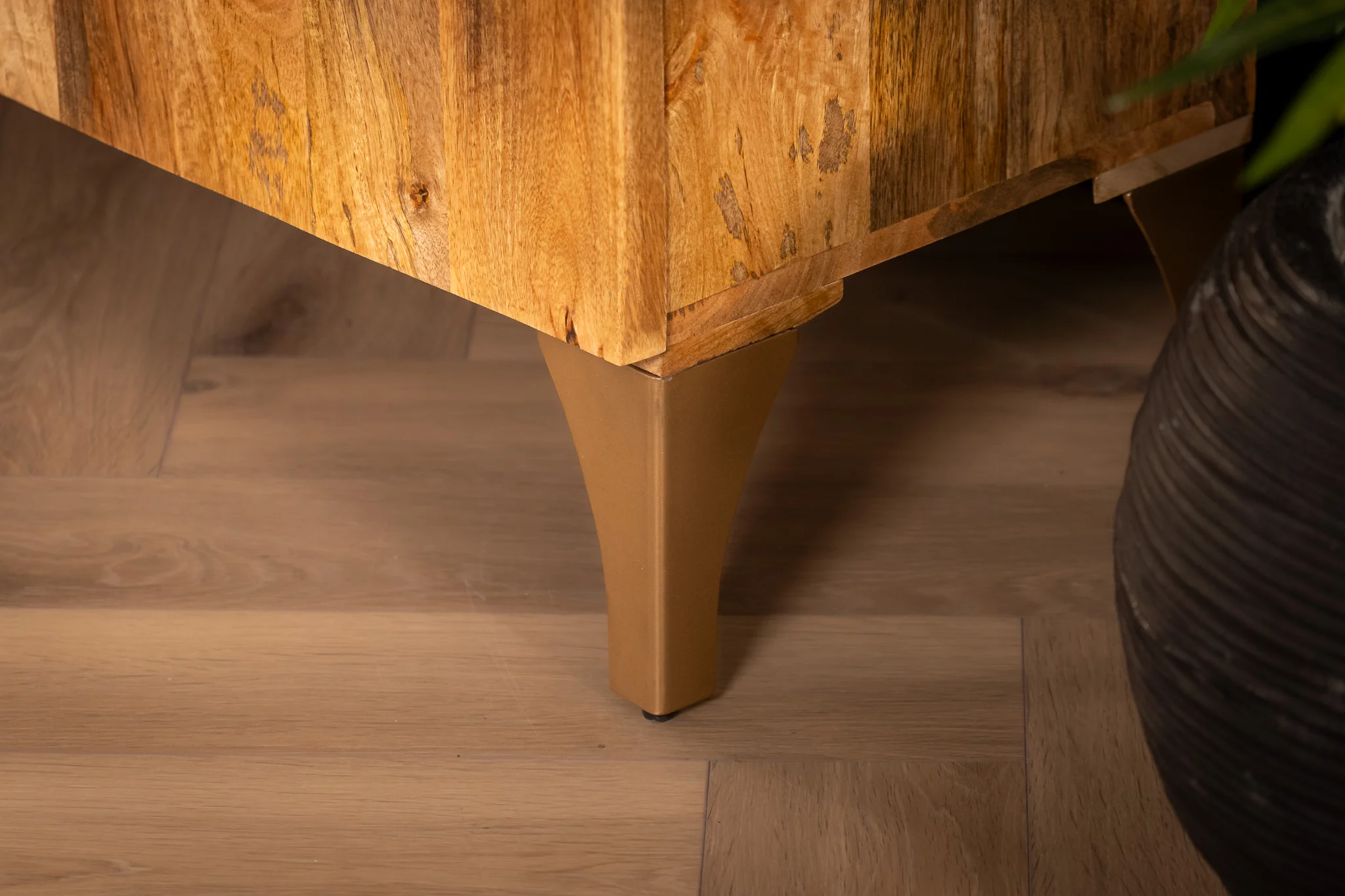 Solid Mango Wood Sideboard Natural Brown 177 cm with Golden Legs – Sunset - Image 7