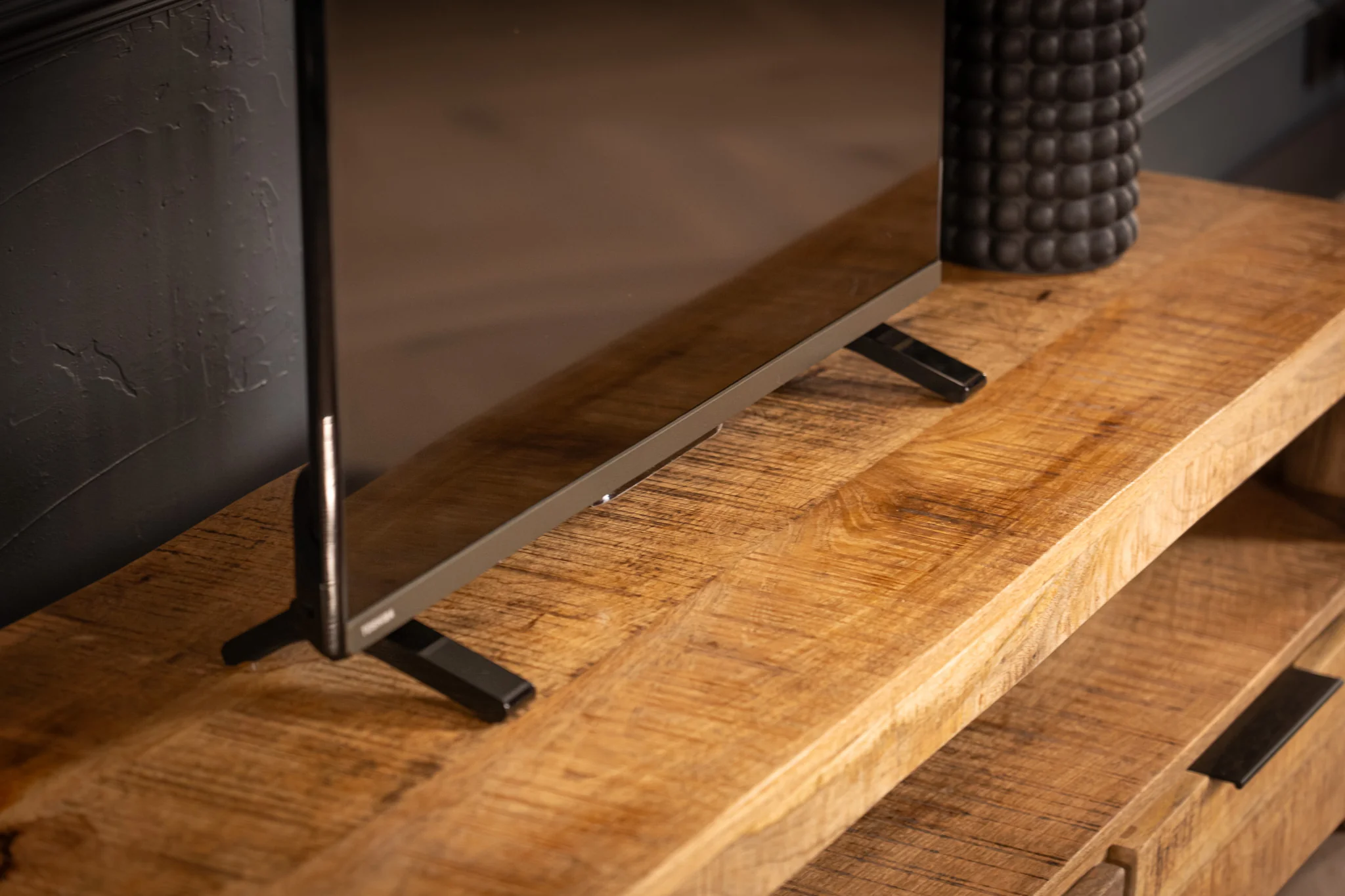 Solid Mango Wood TV Unit 170 cm – Woodland 3 Drawer Natural Brown - Image 7