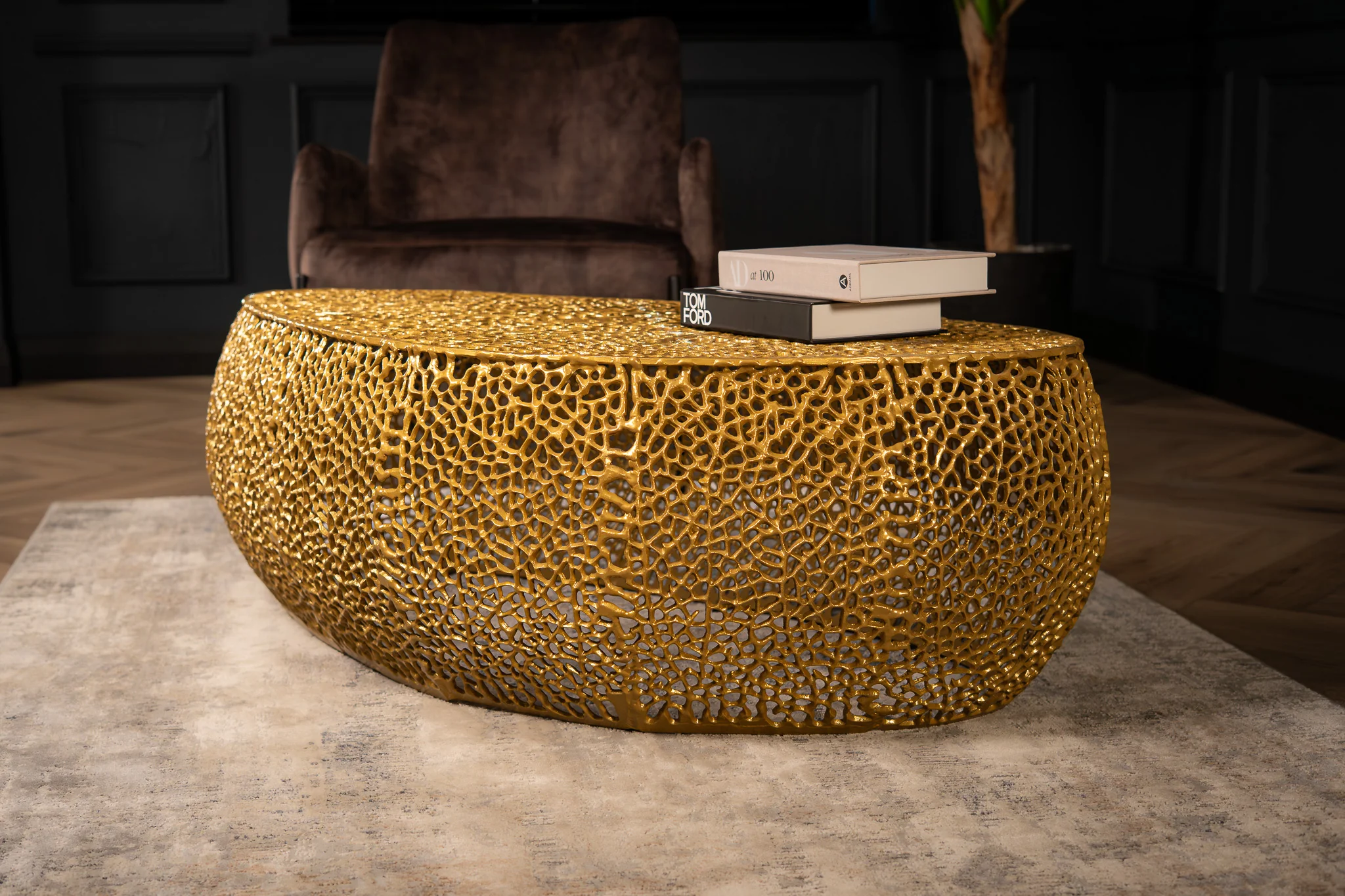 Aluminium Coffee Table Gold 120 cm – Golden Coral - Image 3
