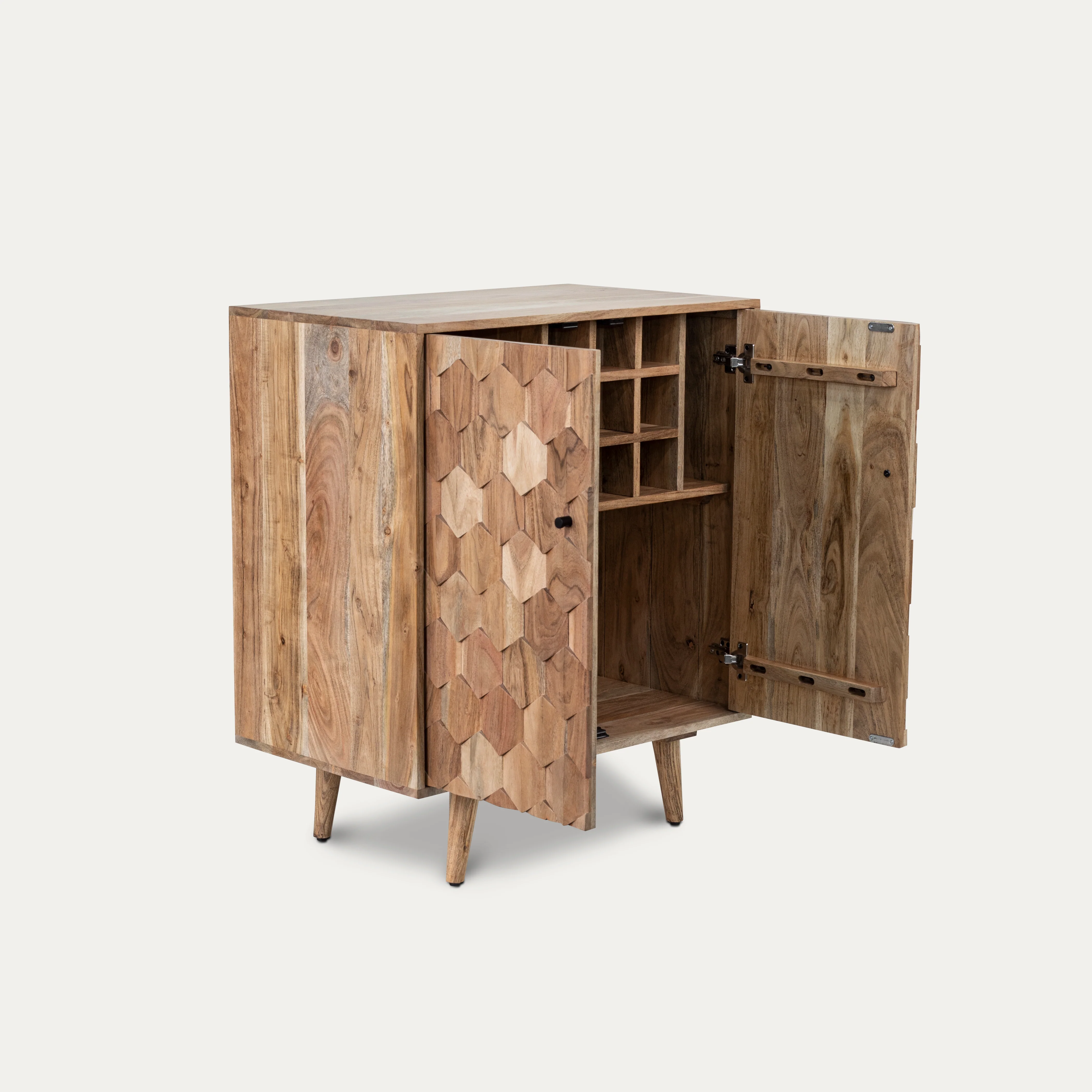 Solid Acacia Wood Bar Cabinet 76 cm – Hive Natural Brown - Image 13