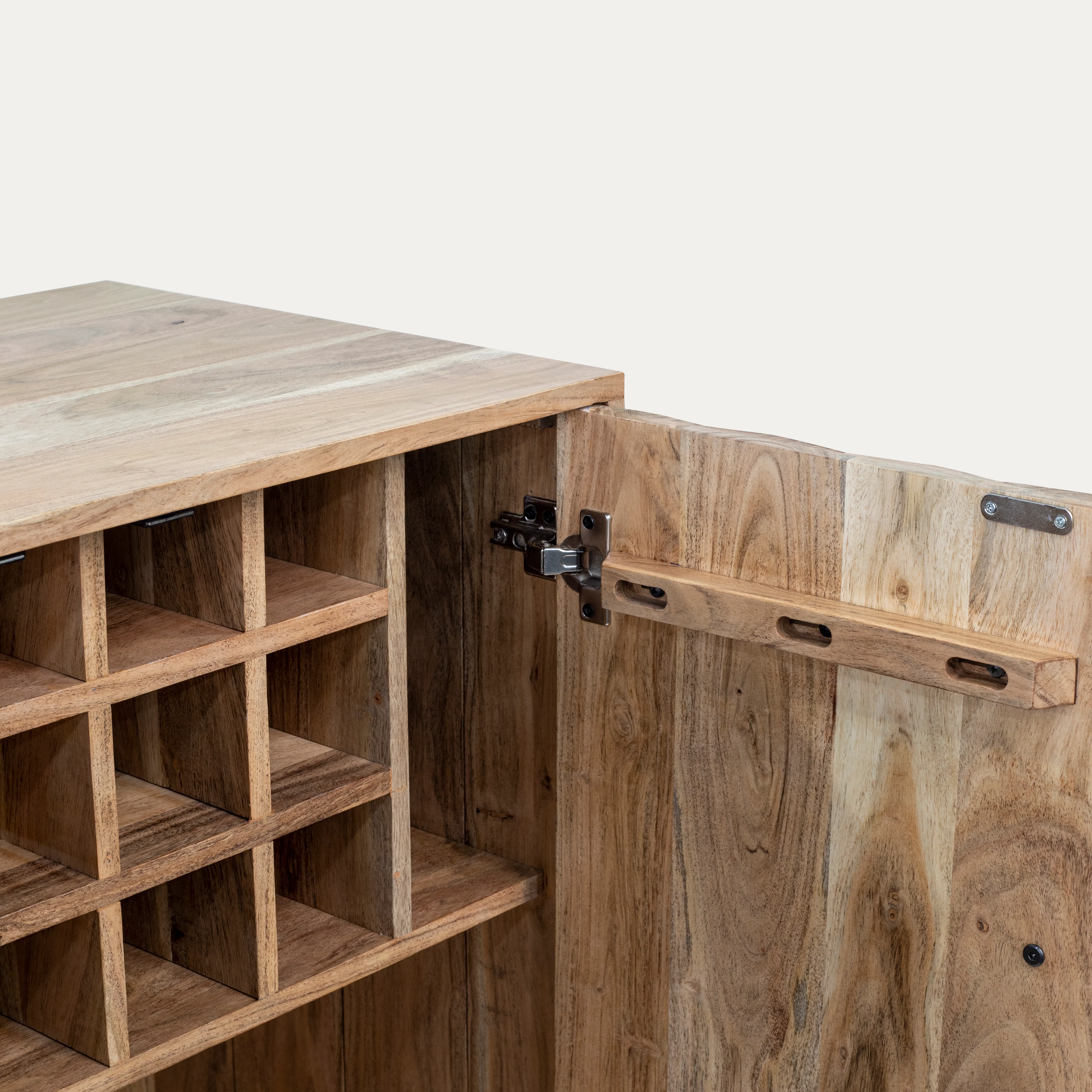 Solid Acacia Wood Bar Cabinet 76 cm – Hive Natural Brown - Image 14