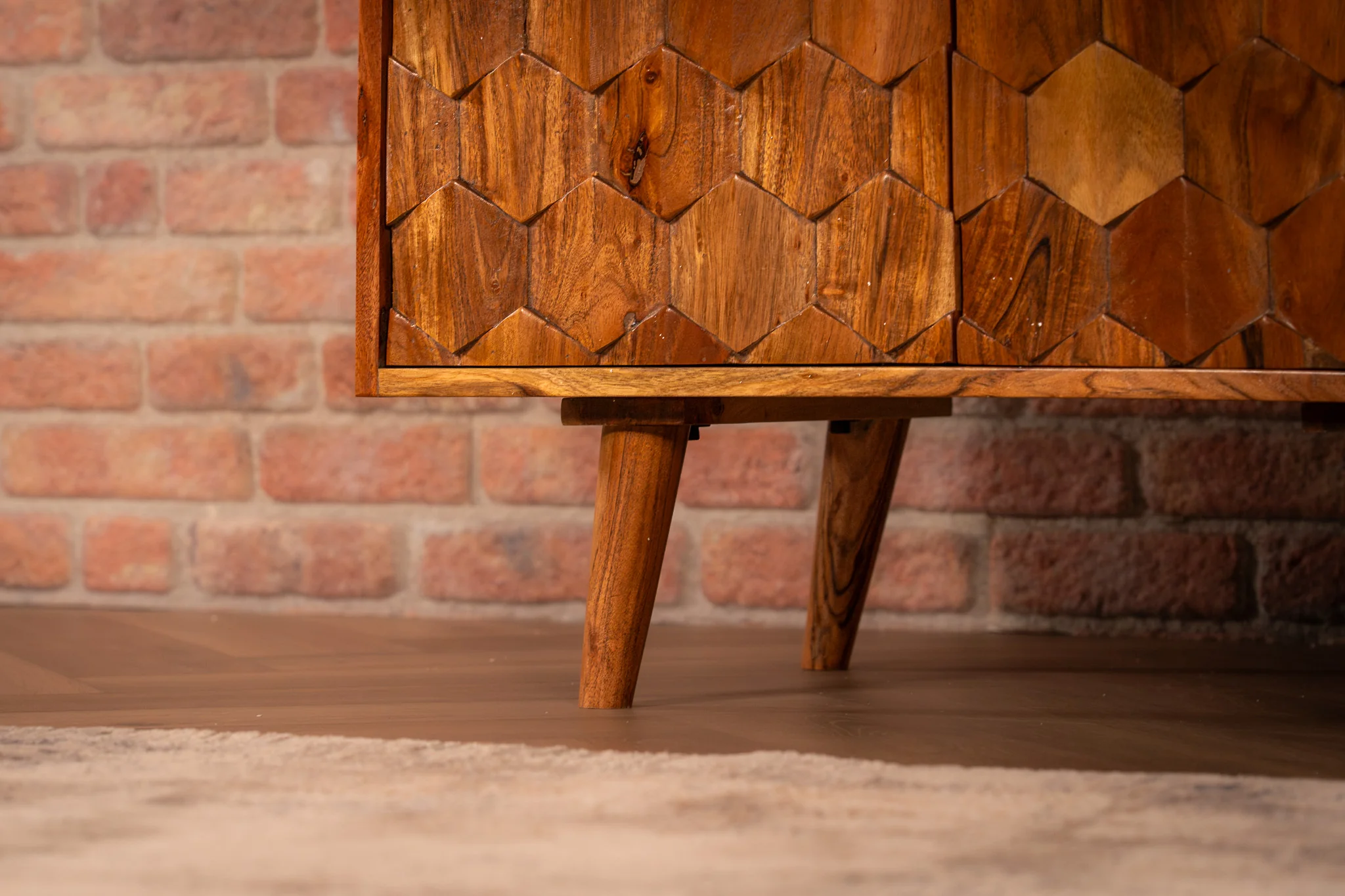 Solid Acacia Wood Bar Cabinet 76 cm – Hive Natural Brown - Image 4