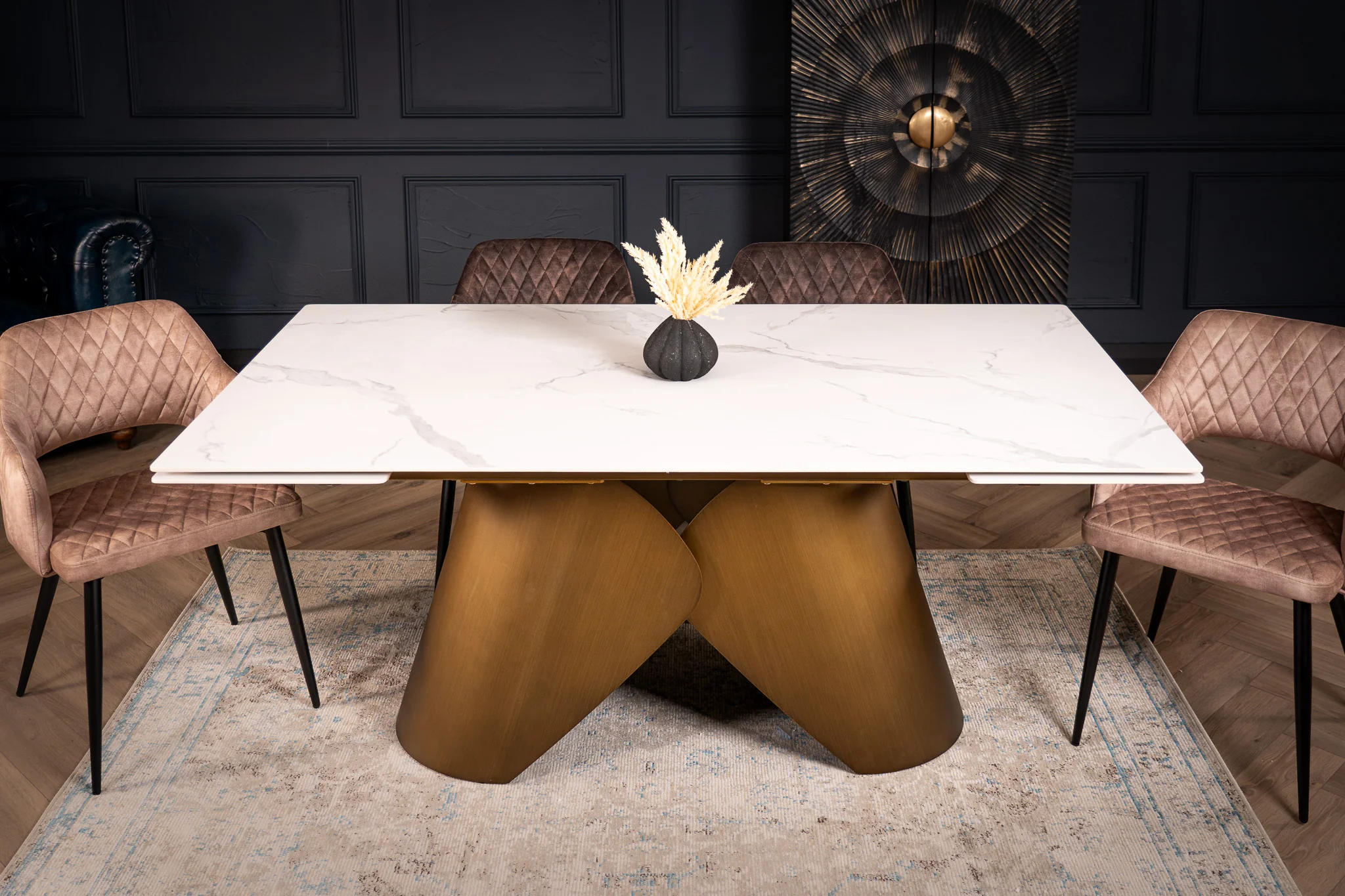 Extendable Sintered Stone Dining Table 180-260cm – Nemesis Italian White Marble - Image 4