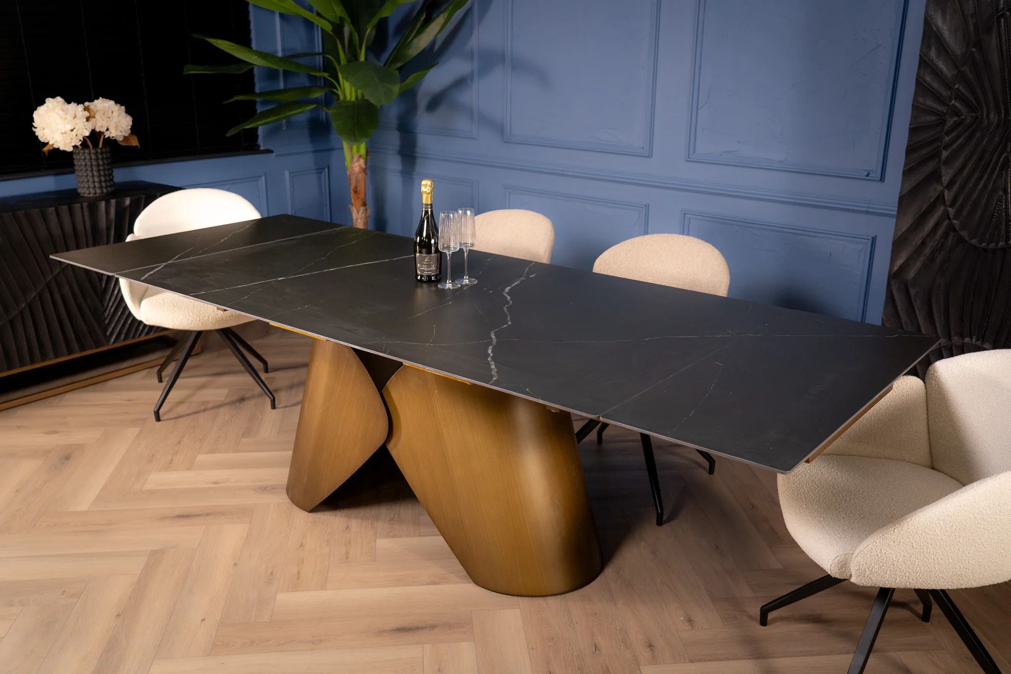 Extendable Sintered Stone Dining Table 180-260cm – Nemesis Black Manhattan - Image 3