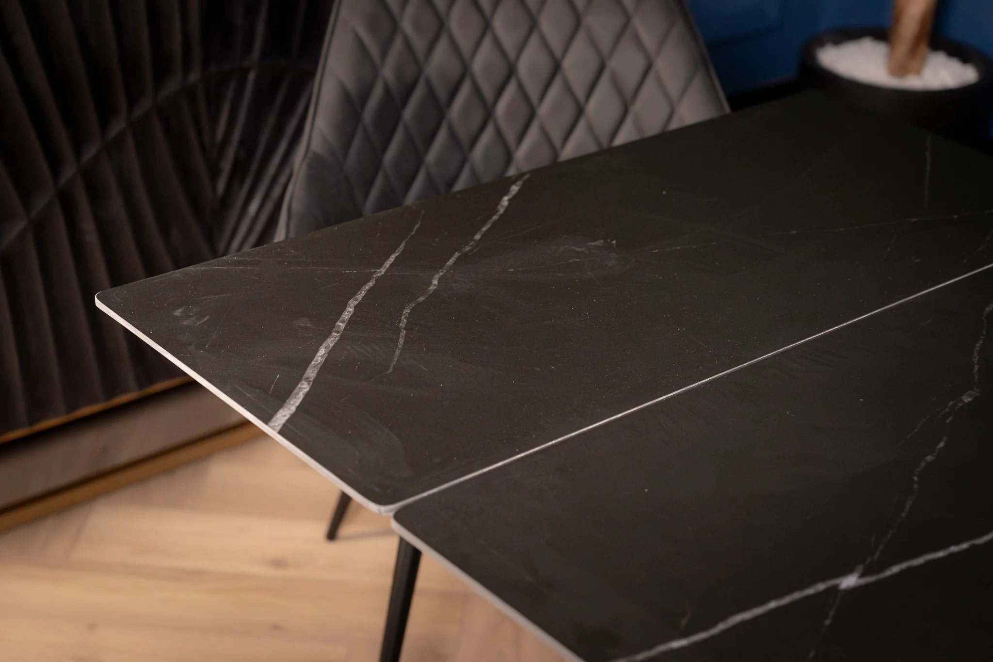 Extendable Sintered Stone Dining Table 160-240cm – Oasis Black Manhattan - Image 5