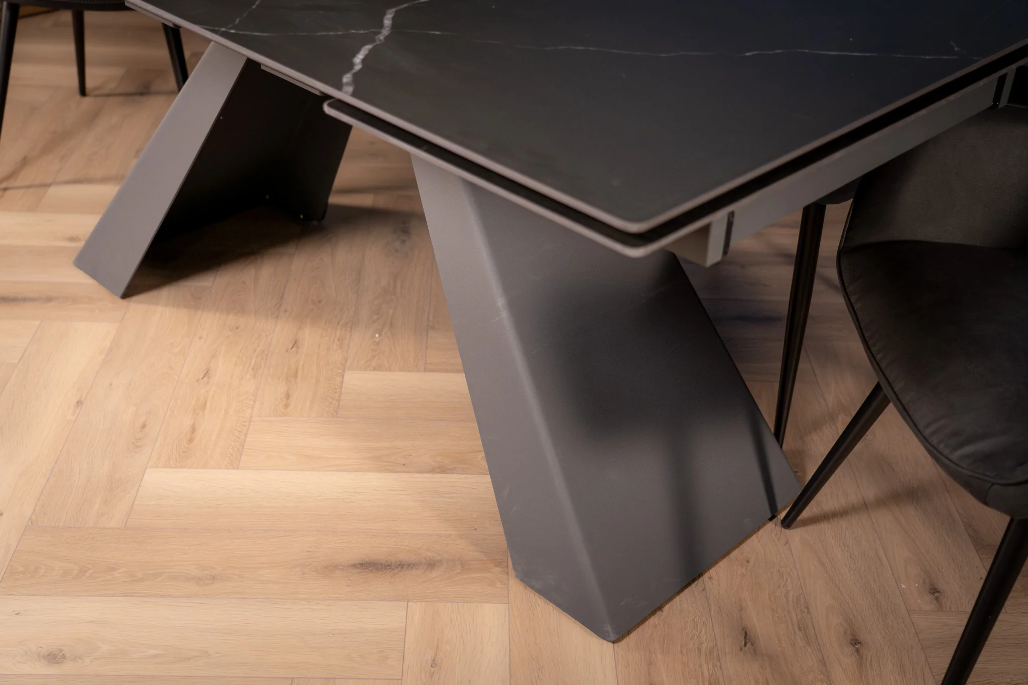 Extendable Sintered Stone Dining Table 160-240cm – Oasis Black Manhattan - Image 8