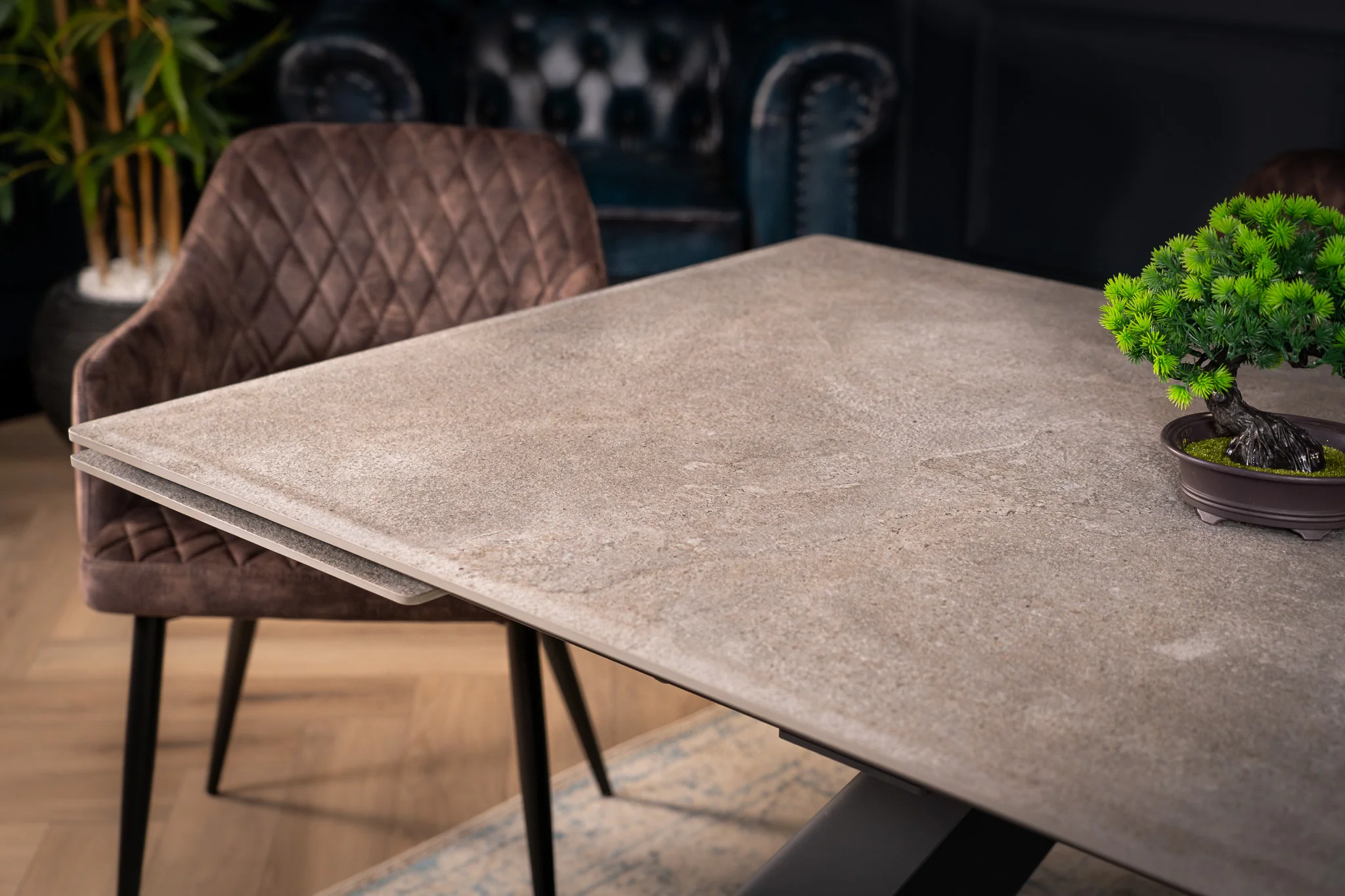Extendable Sintered Stone Dining Table 160-240cm – Oasis Grey Concrete Marble - Image 3