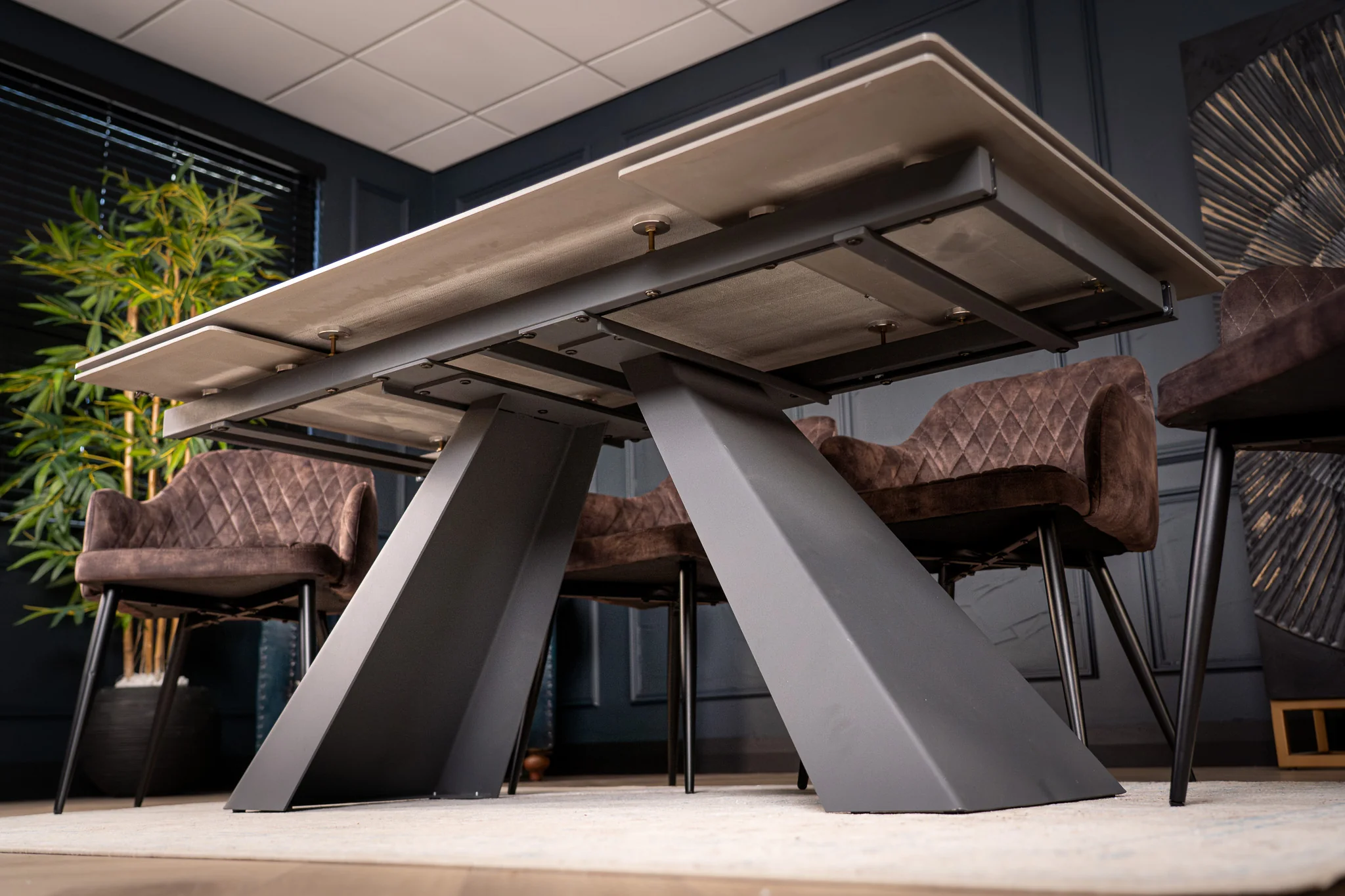 Extendable Sintered Stone Dining Table 160-240cm – Oasis Grey Concrete Marble - Image 5