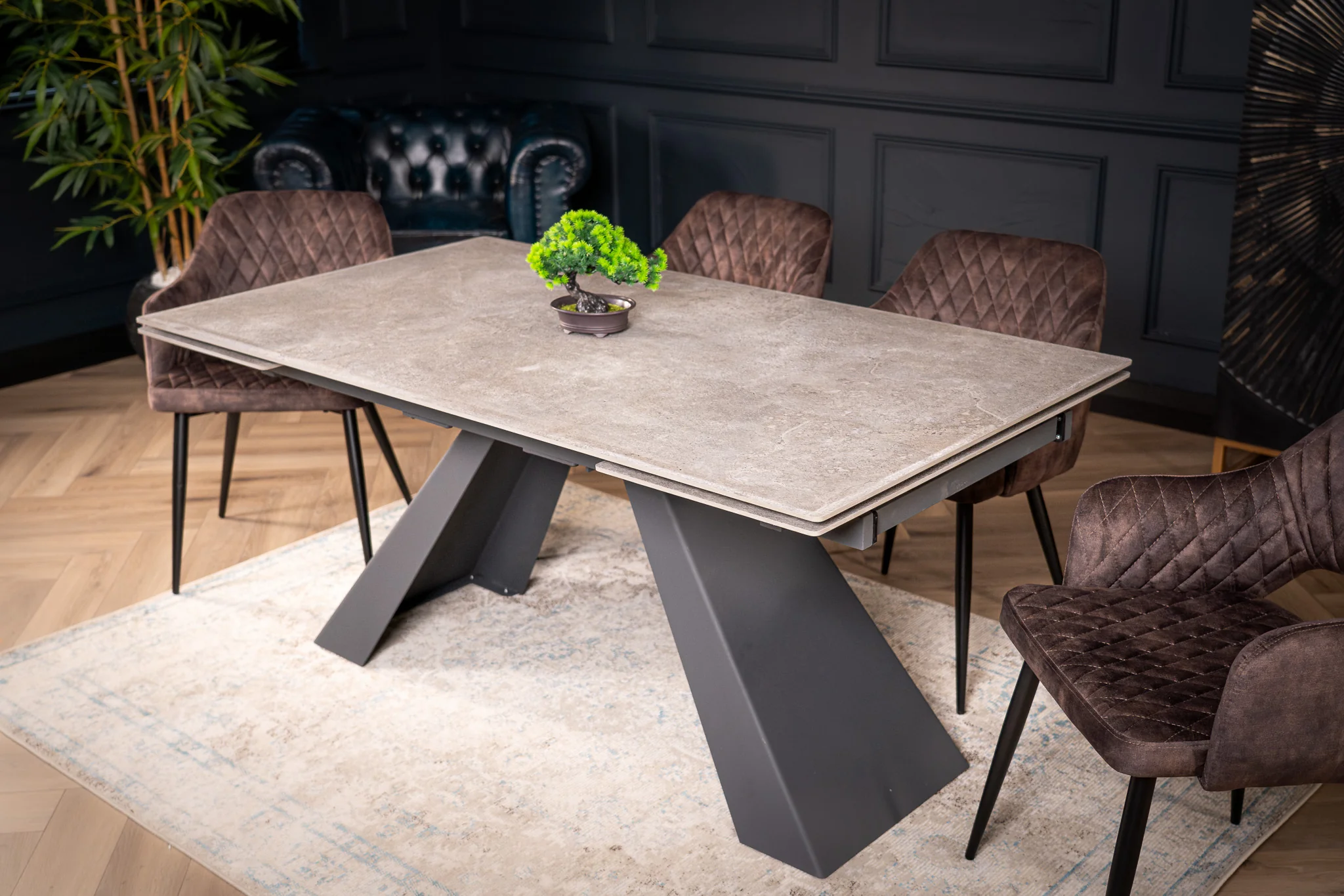 Extendable Sintered Stone Dining Table 160-240cm – Oasis Grey Concrete Marble - Image 6