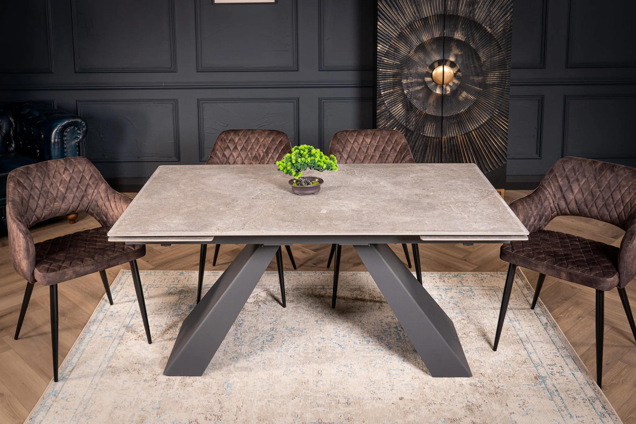Extendable Sintered Stone Dining Table 160-240cm – Oasis Grey Concrete Marble - Image 8