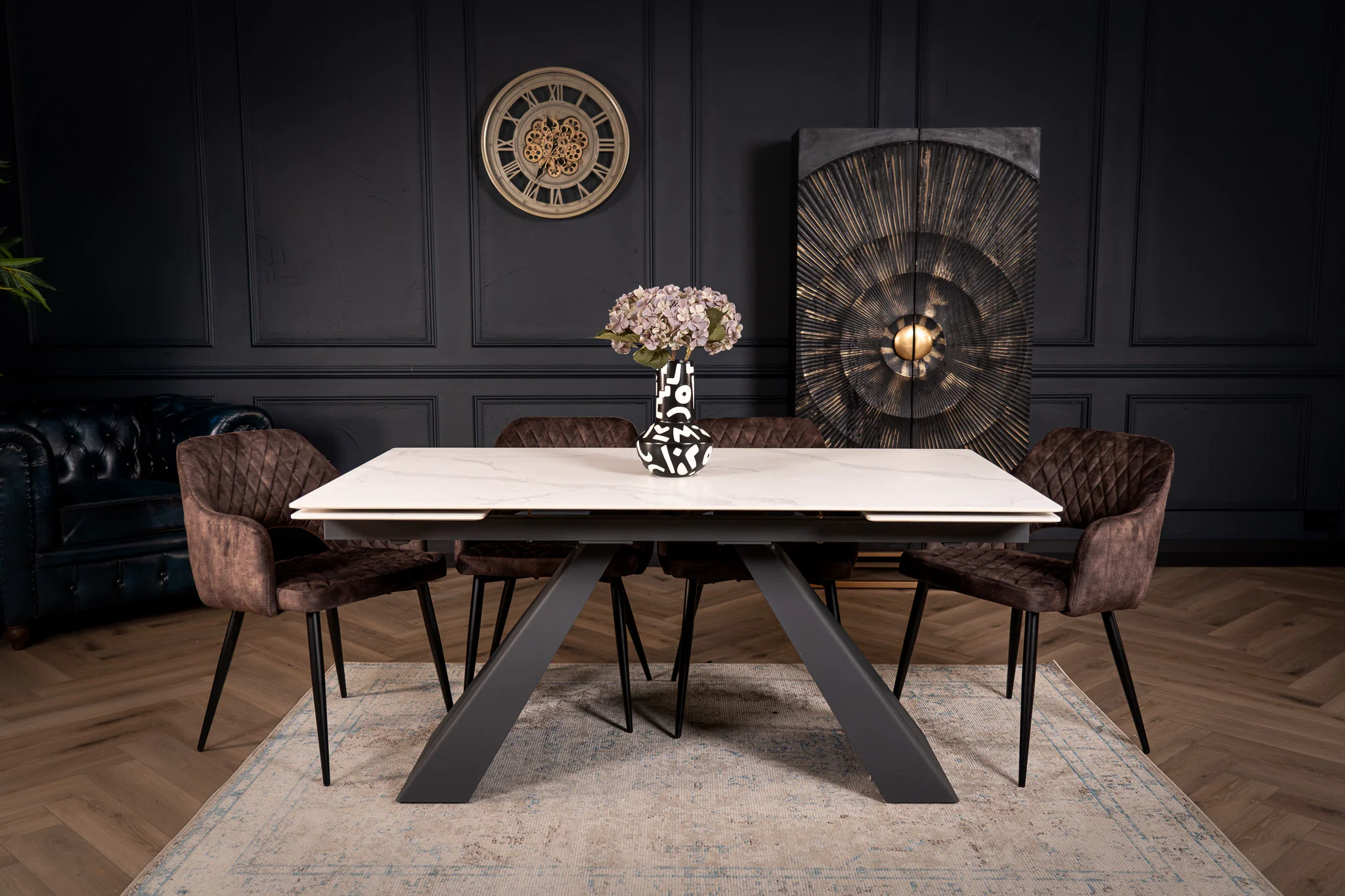 Extendable Sintered Stone Dining Table 160-240cm – Oasis White Marble - Image 10