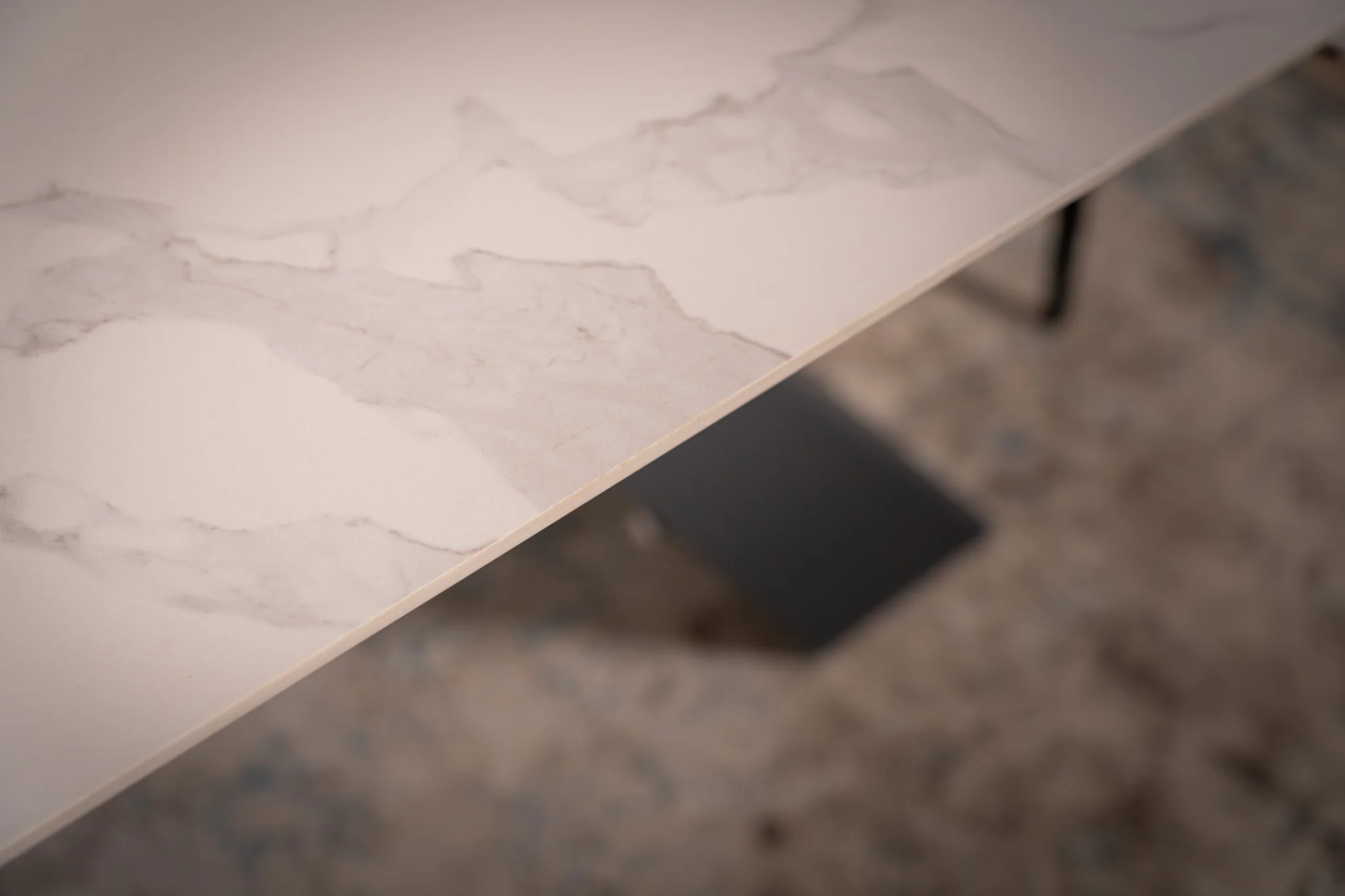 Extendable Sintered Stone Dining Table 160-240cm – Oasis White Marble - Image 5