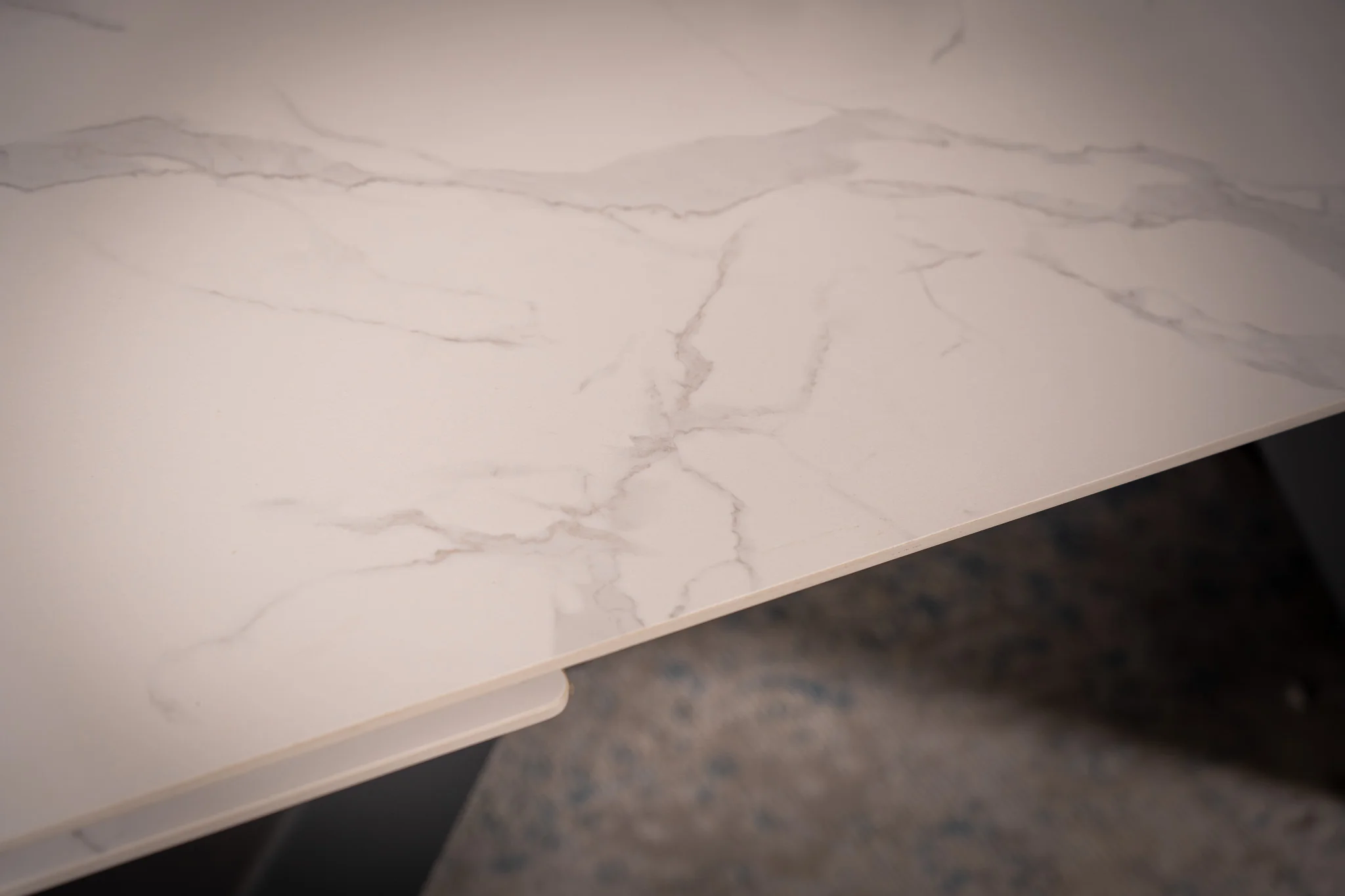 Extendable Sintered Stone Dining Table 160-240cm – Oasis White Marble - Image 6