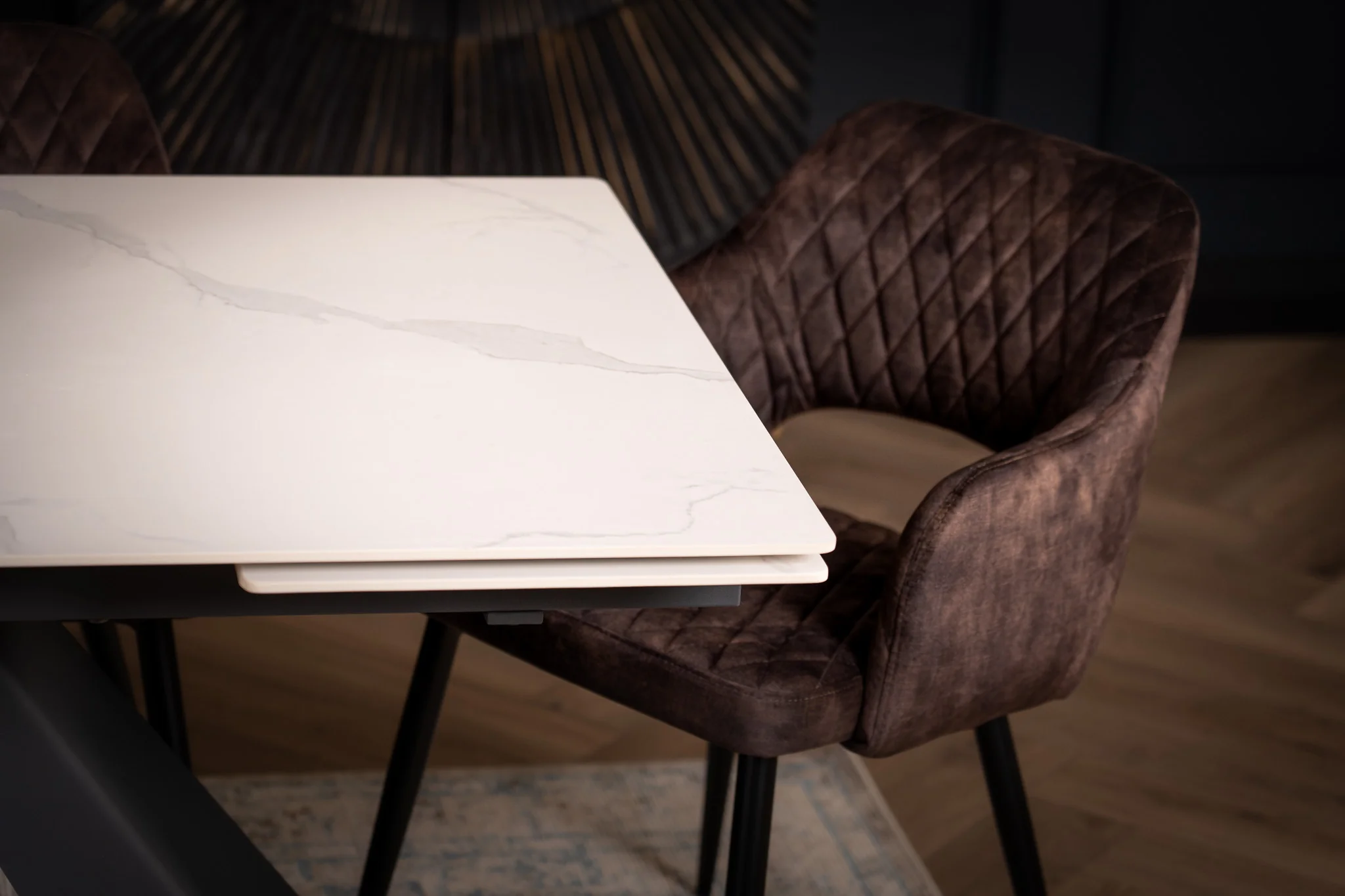 Extendable Sintered Stone Dining Table 160-240cm – Oasis White Marble - Image 9