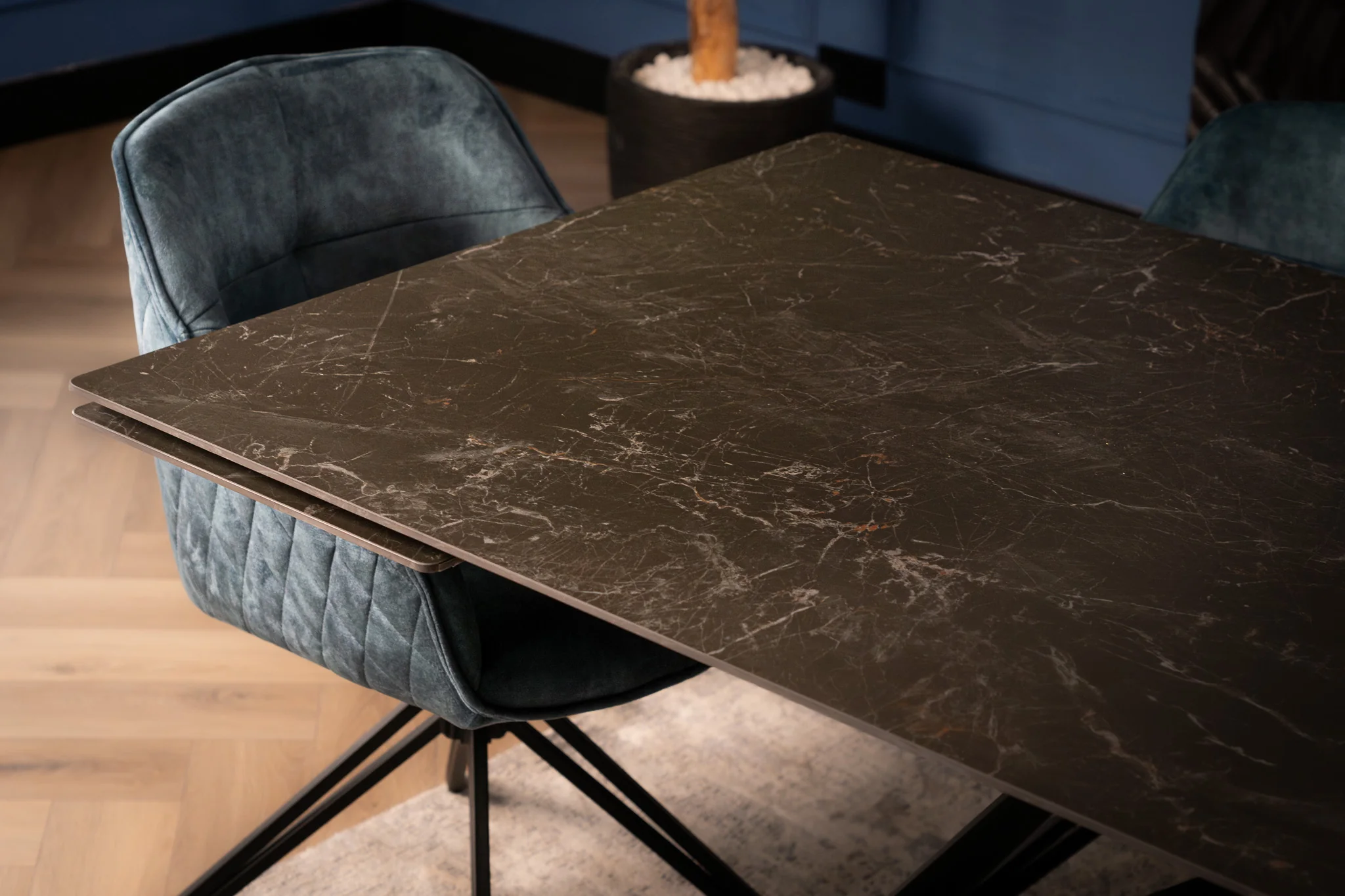 Extendable Sintered Stone Dining Table 180-260cm – Apollo Black Marble - Image 5