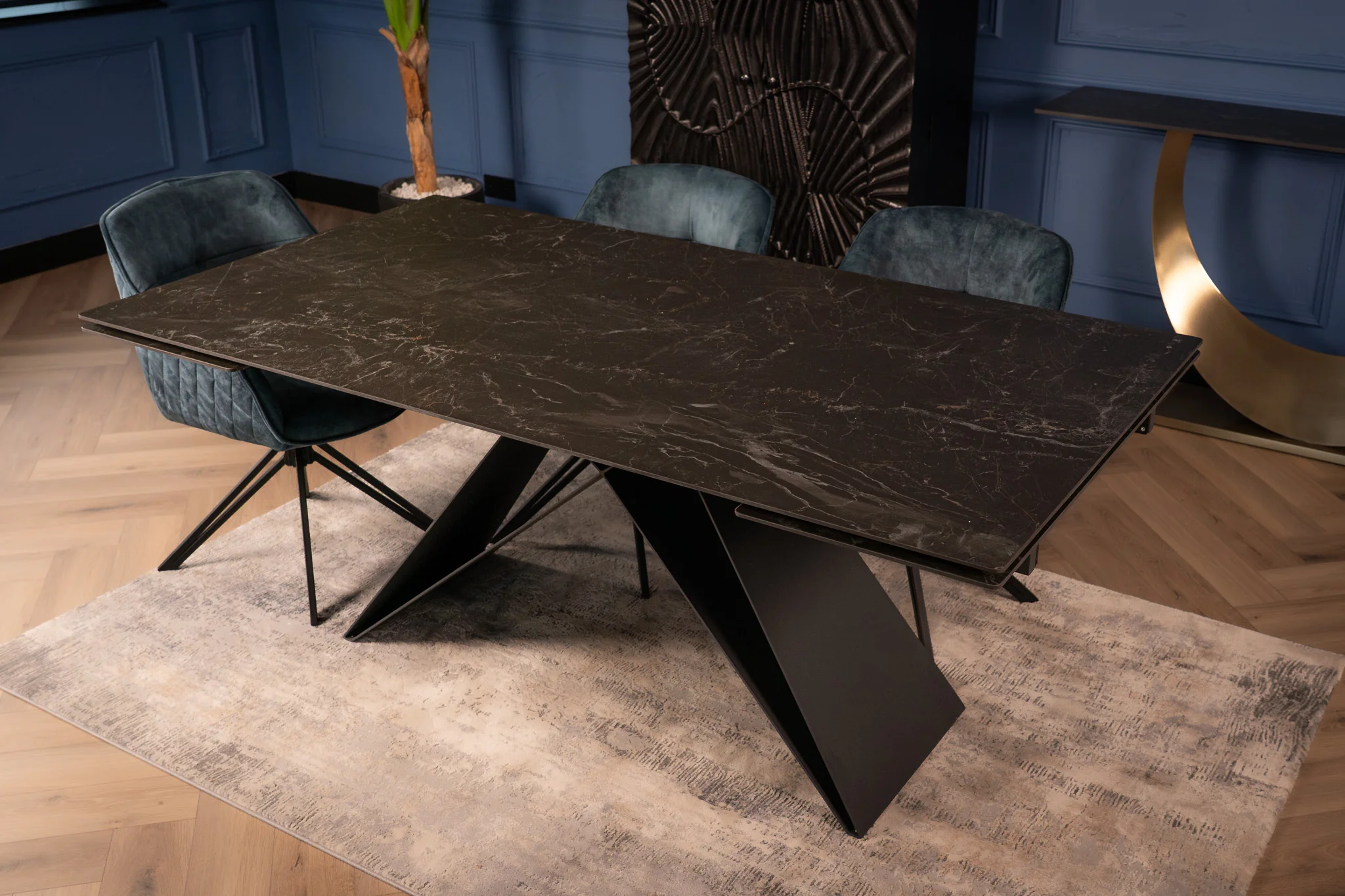 Extendable Sintered Stone Dining Table 180-260cm – Apollo Black Marble - Image 7