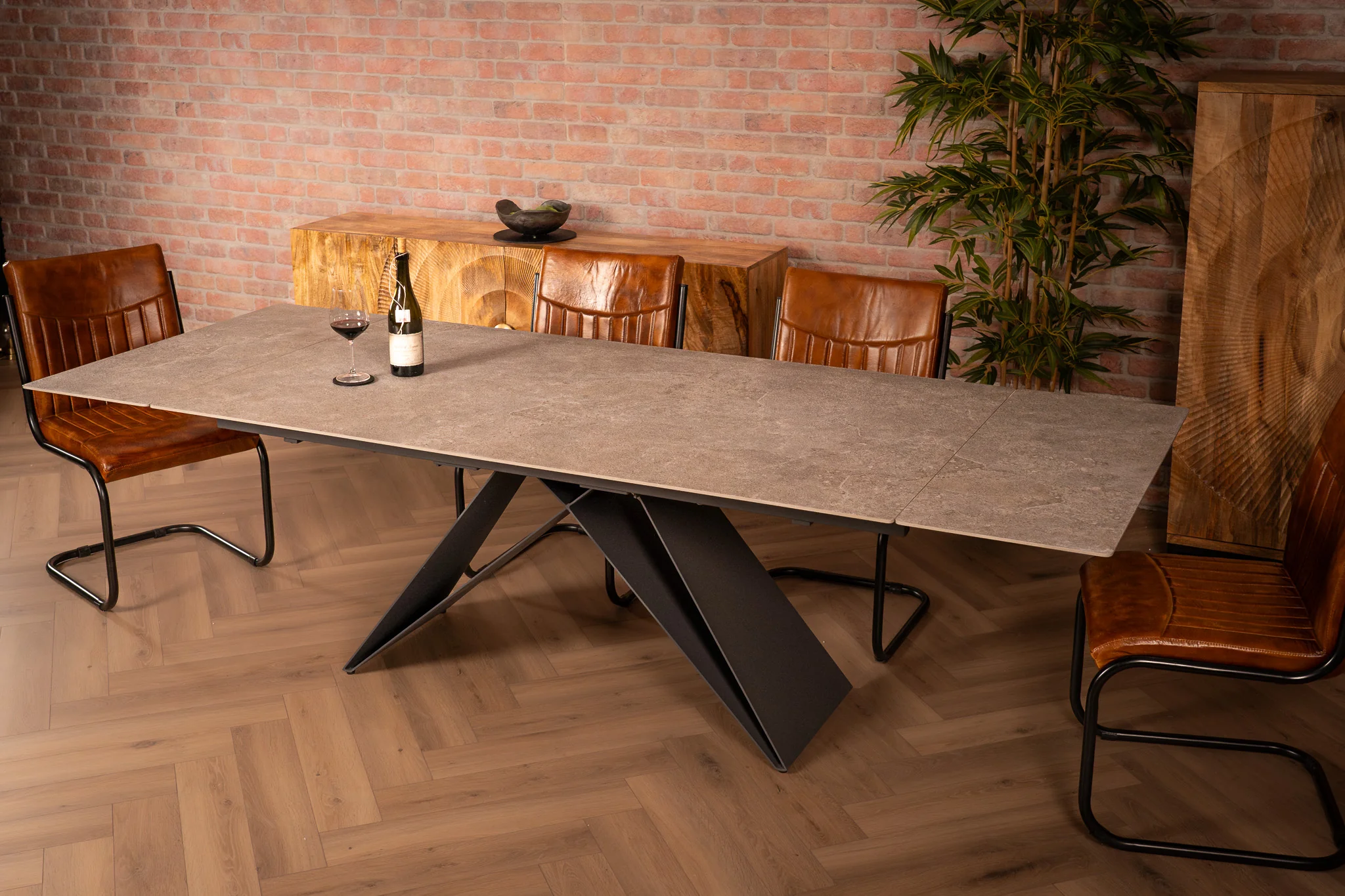Extendable Sintered Stone Dining Table 180-260cm – Apollo Grey Concrete Look - Image 3