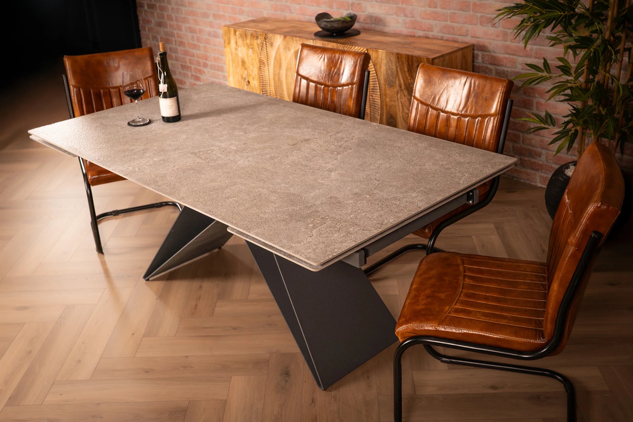 Extendable Sintered Stone Dining Table 180-260cm – Apollo Grey Concrete Look - Image 5