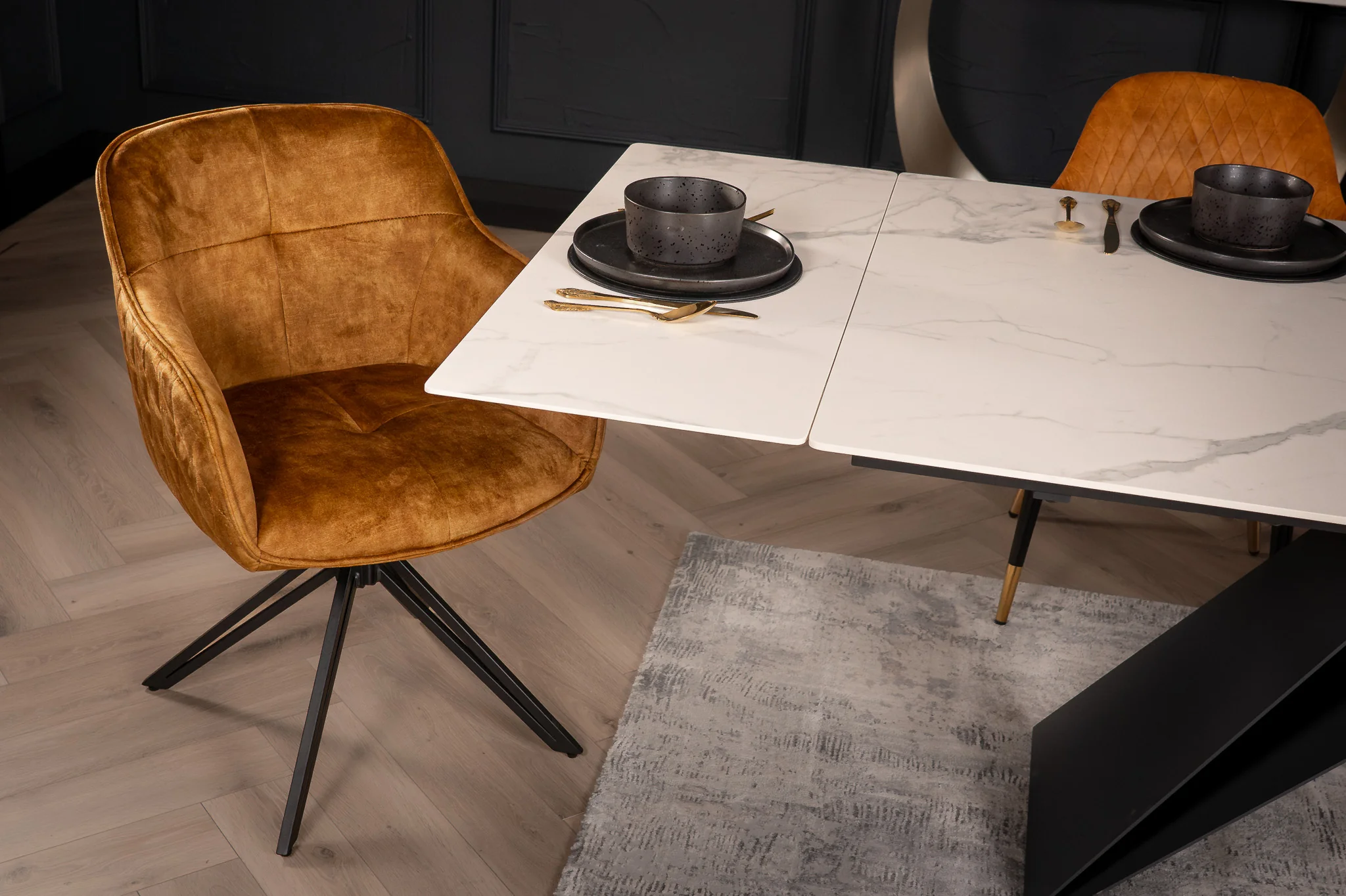 Extendable Sintered Stone Dining Table 180-260cm – Apollo White Marble - Image 3