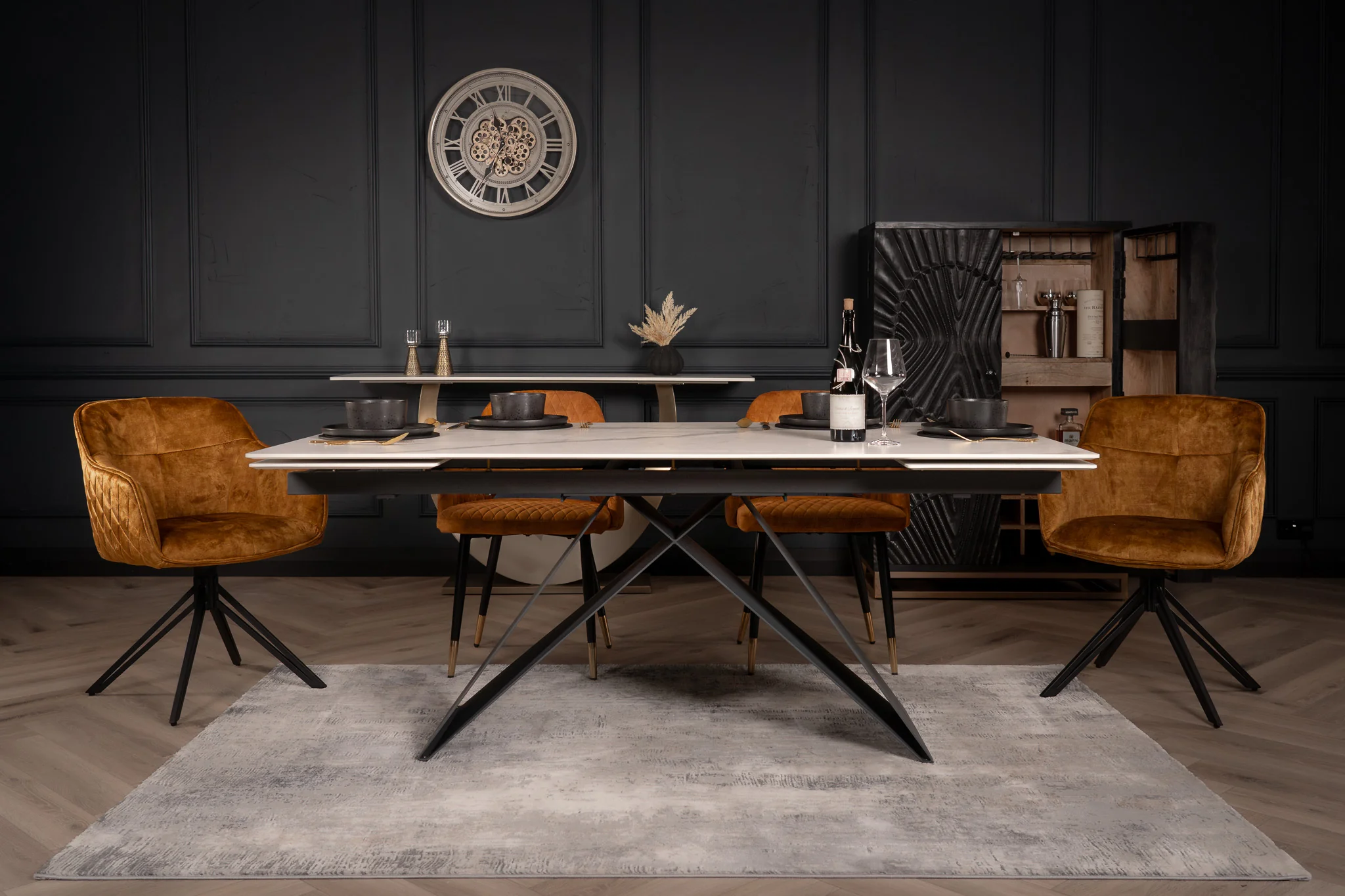 Extendable Sintered Stone Dining Table 180-260cm – Apollo White Marble - Image 5