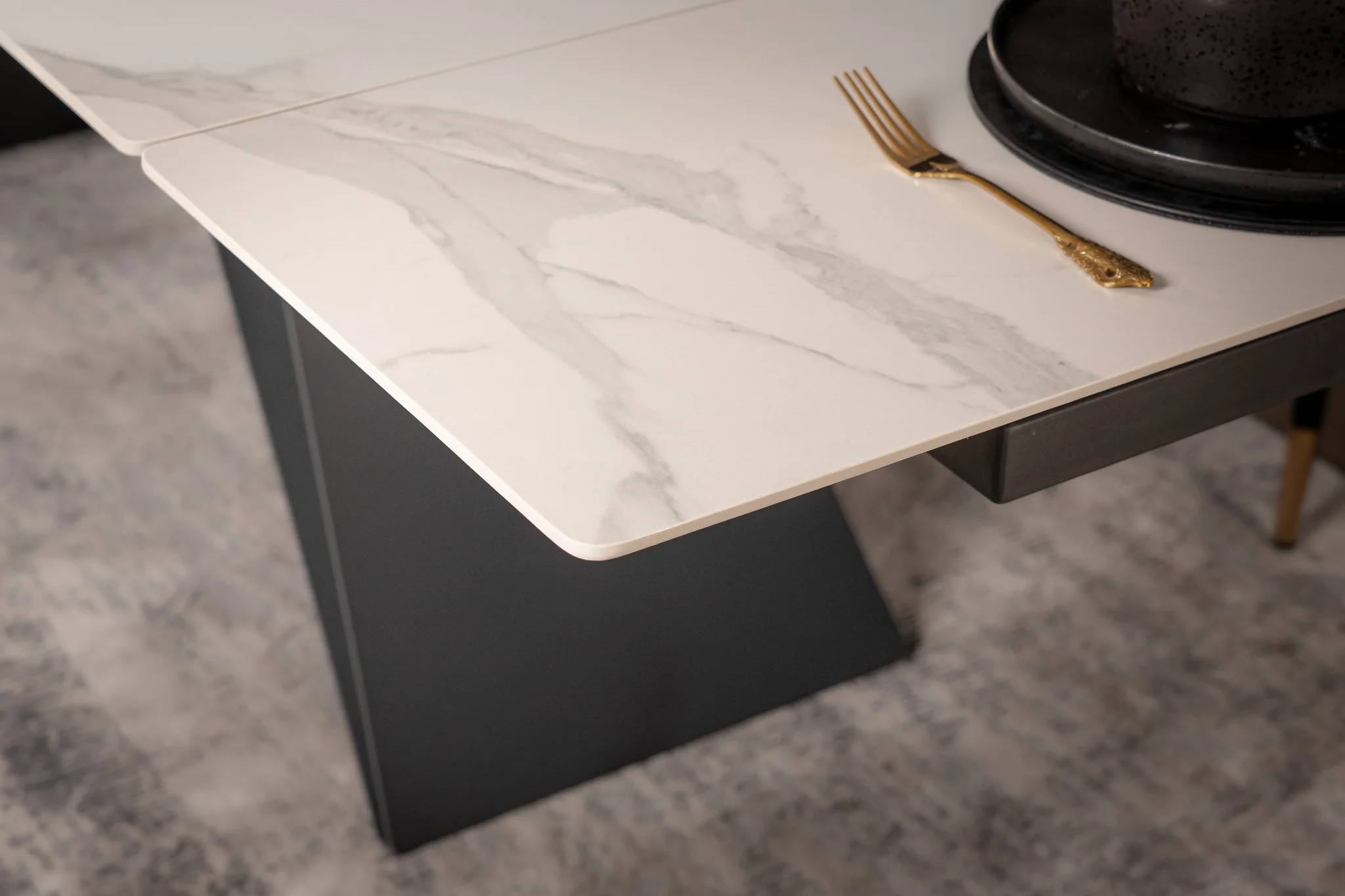 Extendable Sintered Stone Dining Table 180-260cm – Apollo White Marble - Image 8