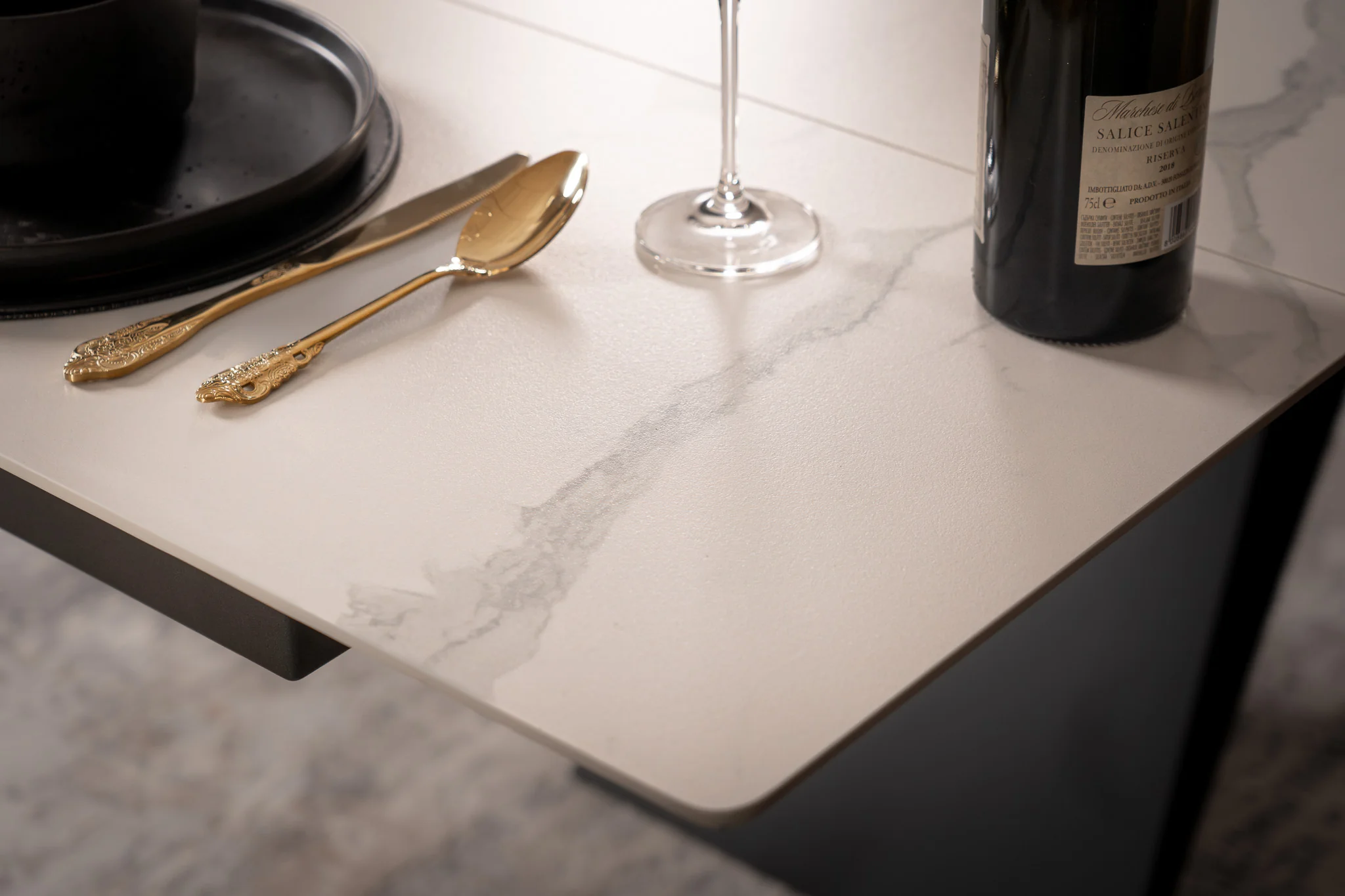 Extendable Sintered Stone Dining Table 180-260cm – Apollo White Marble - Image 9